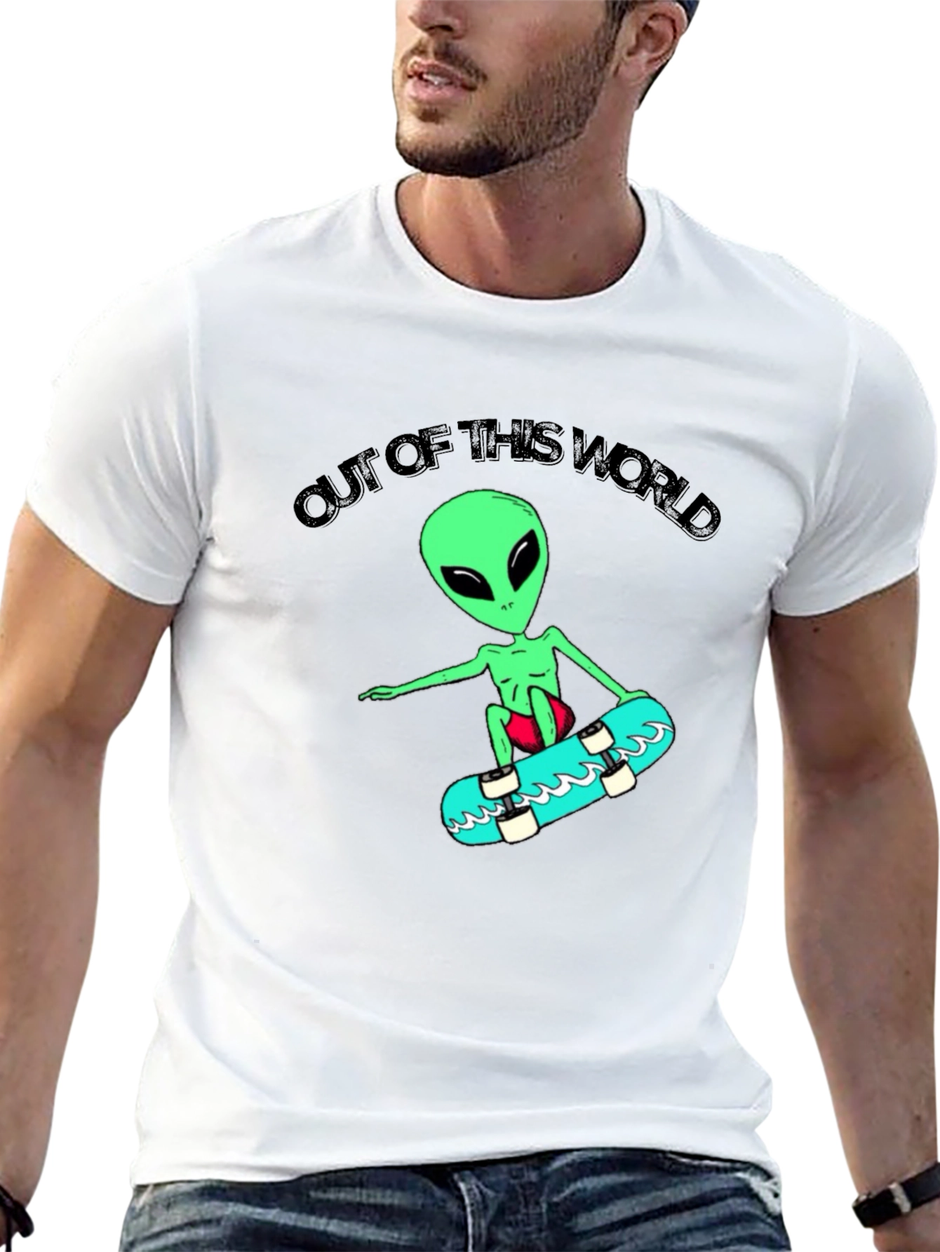 Alien Skateboarder T-Shirt: Out of This World Design
