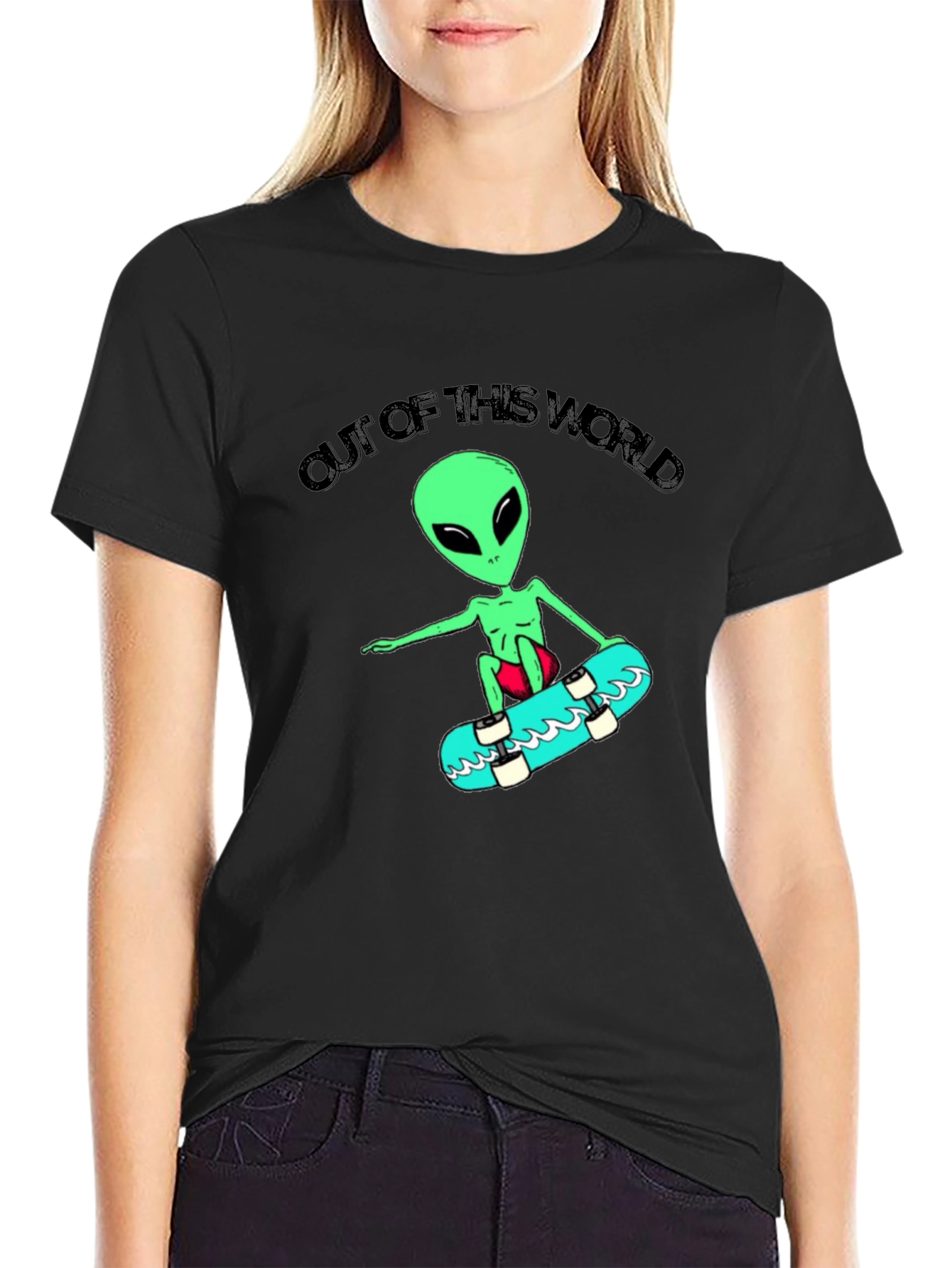 Alien Skateboarder T-Shirt: Out of This World Design