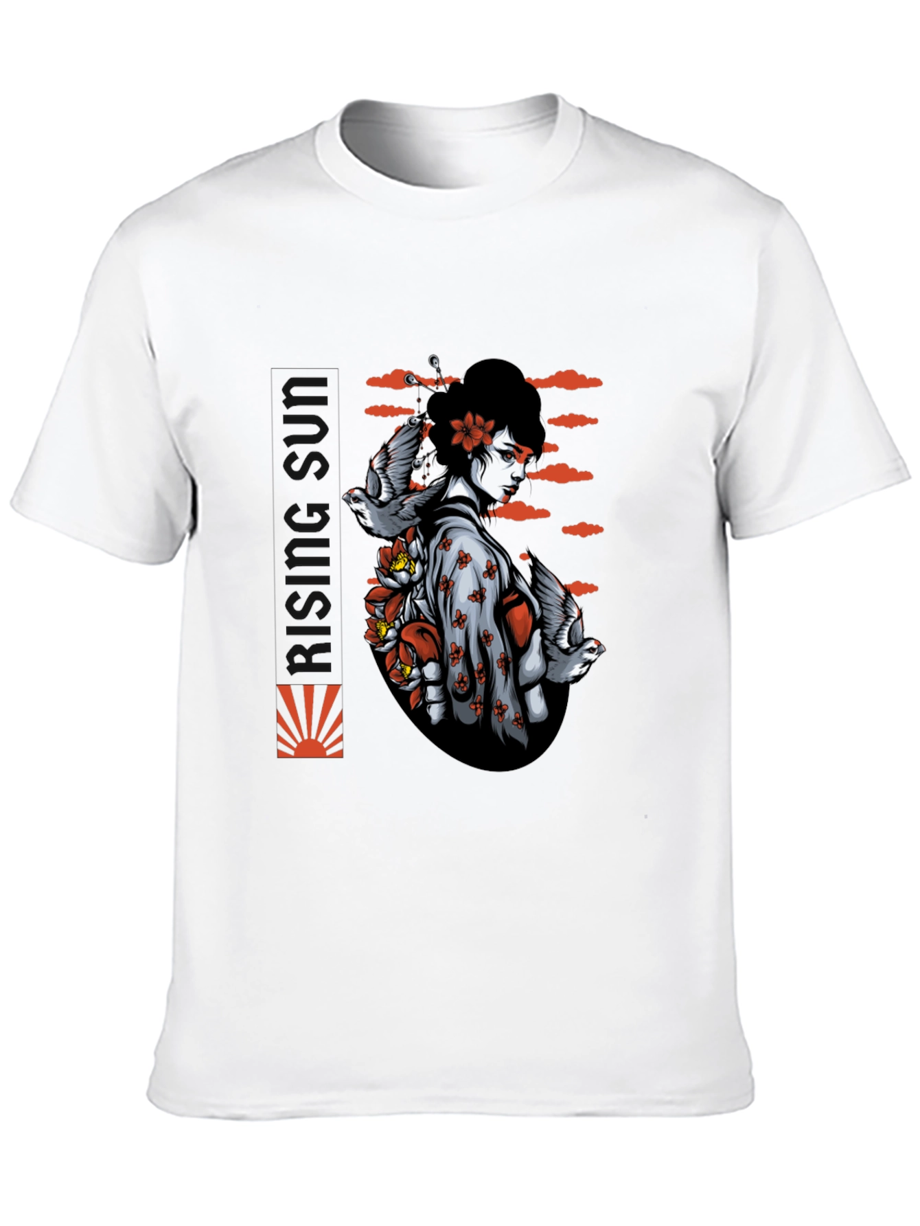 Geisha Bird Graphic Black T-Shirt
