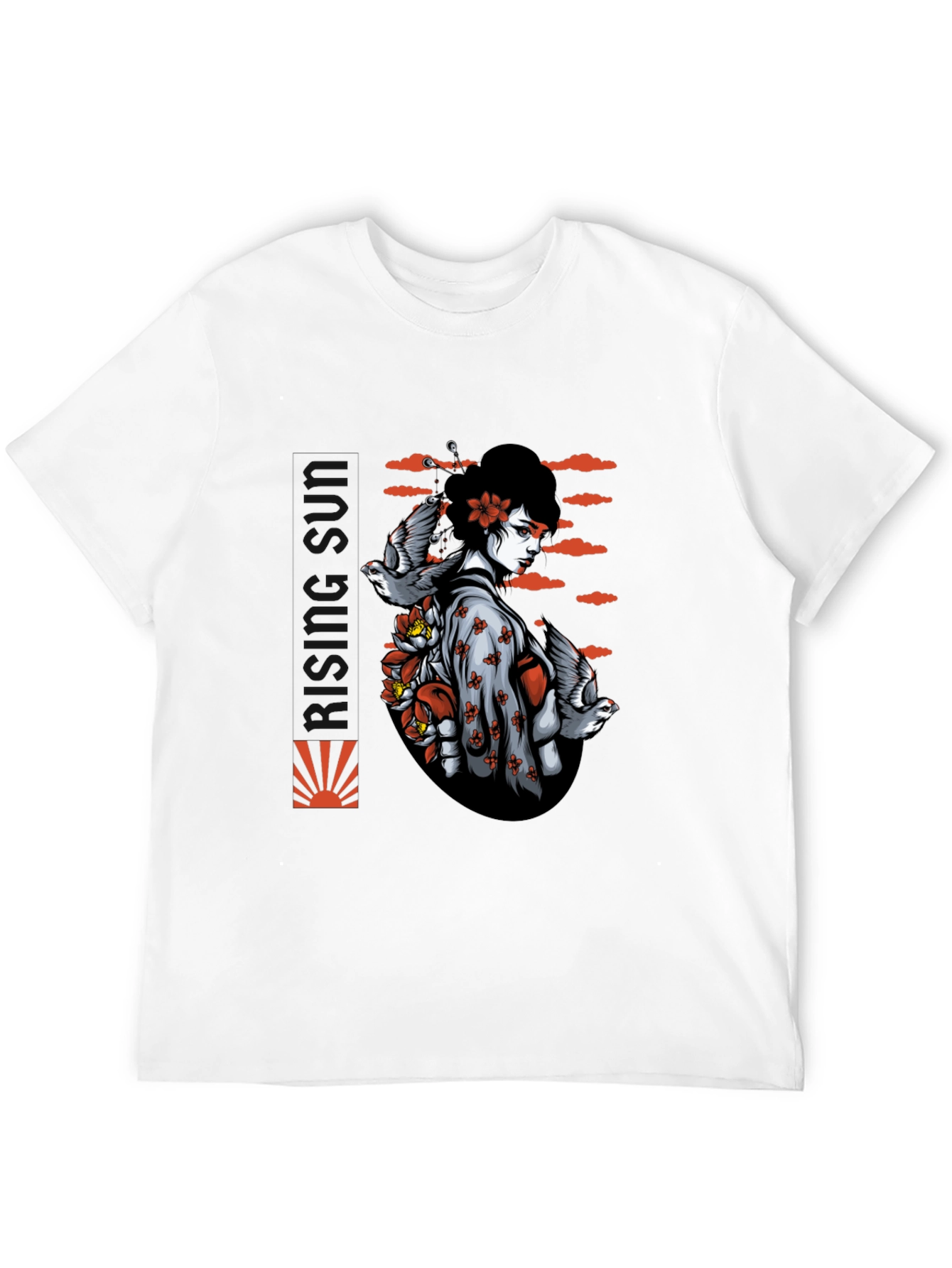Geisha Bird Graphic Black T-Shirt