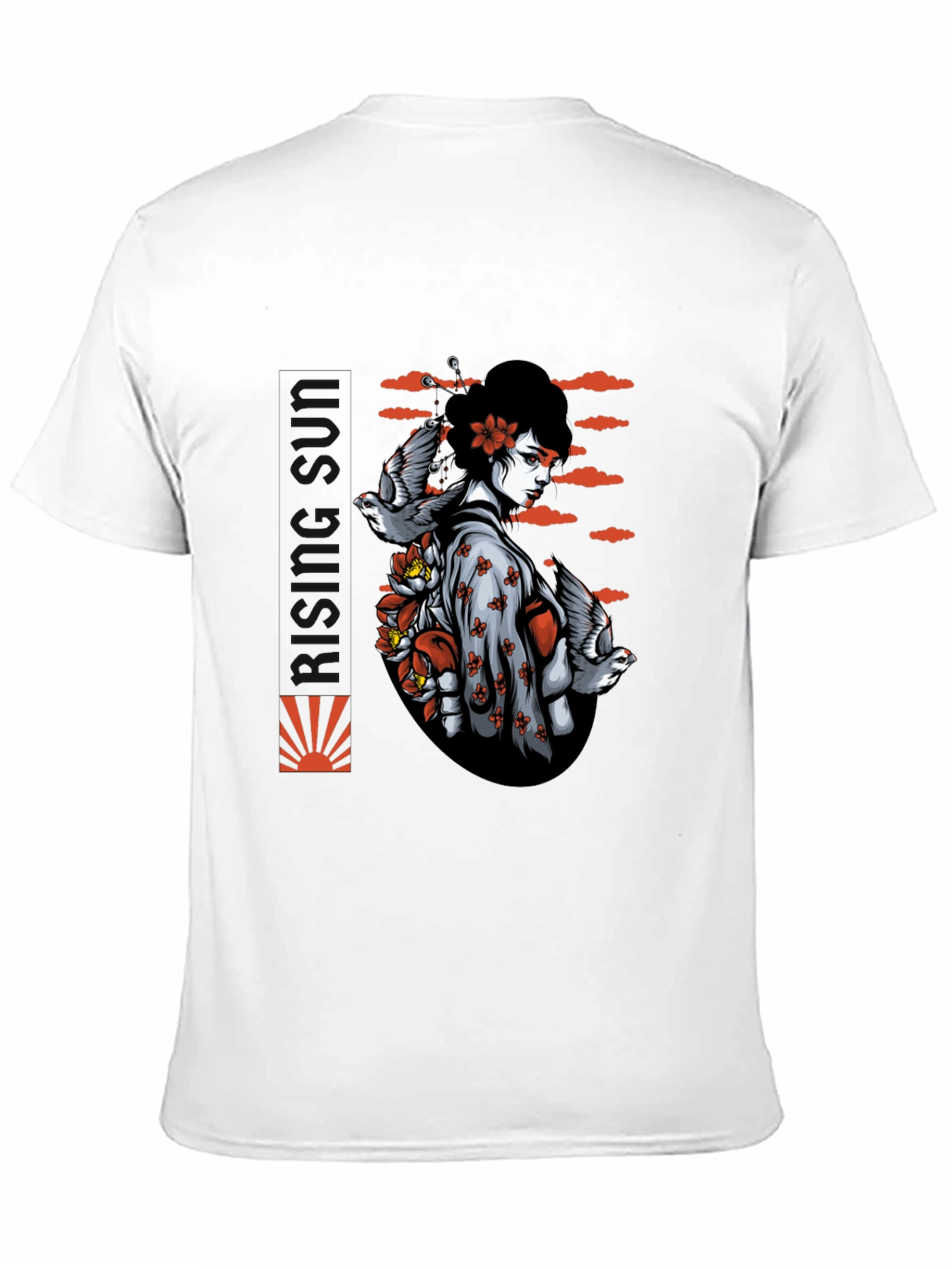 Geisha Bird Graphic Black T-Shirt