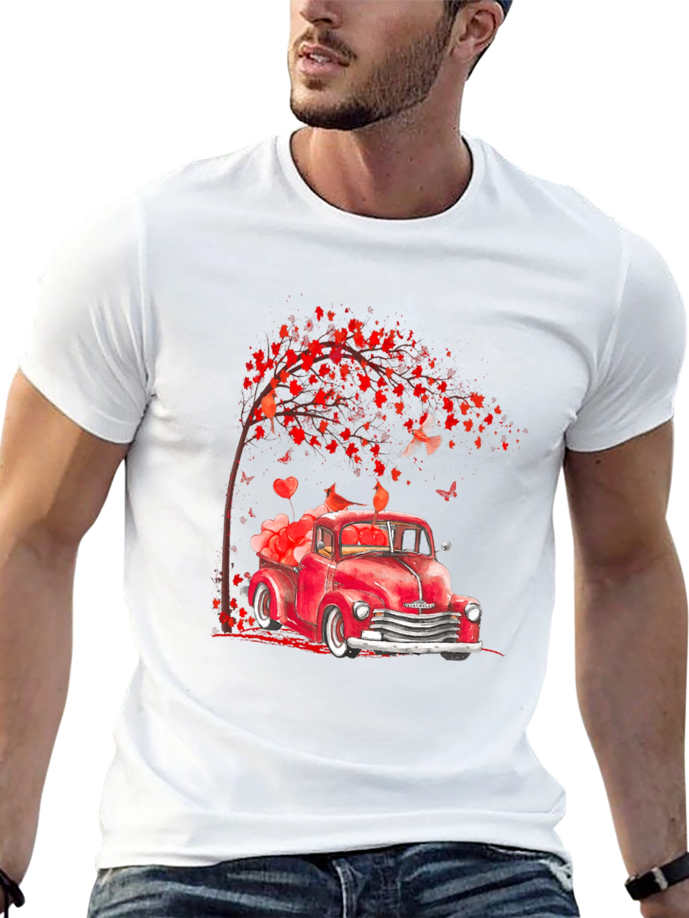 Valentines Red Truck Graphic T-Shirt