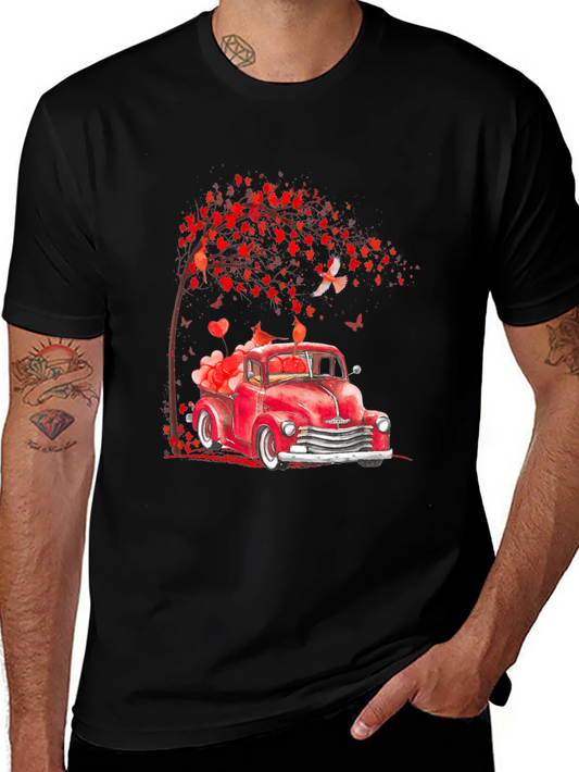 Valentines Red Truck Graphic T-Shirt