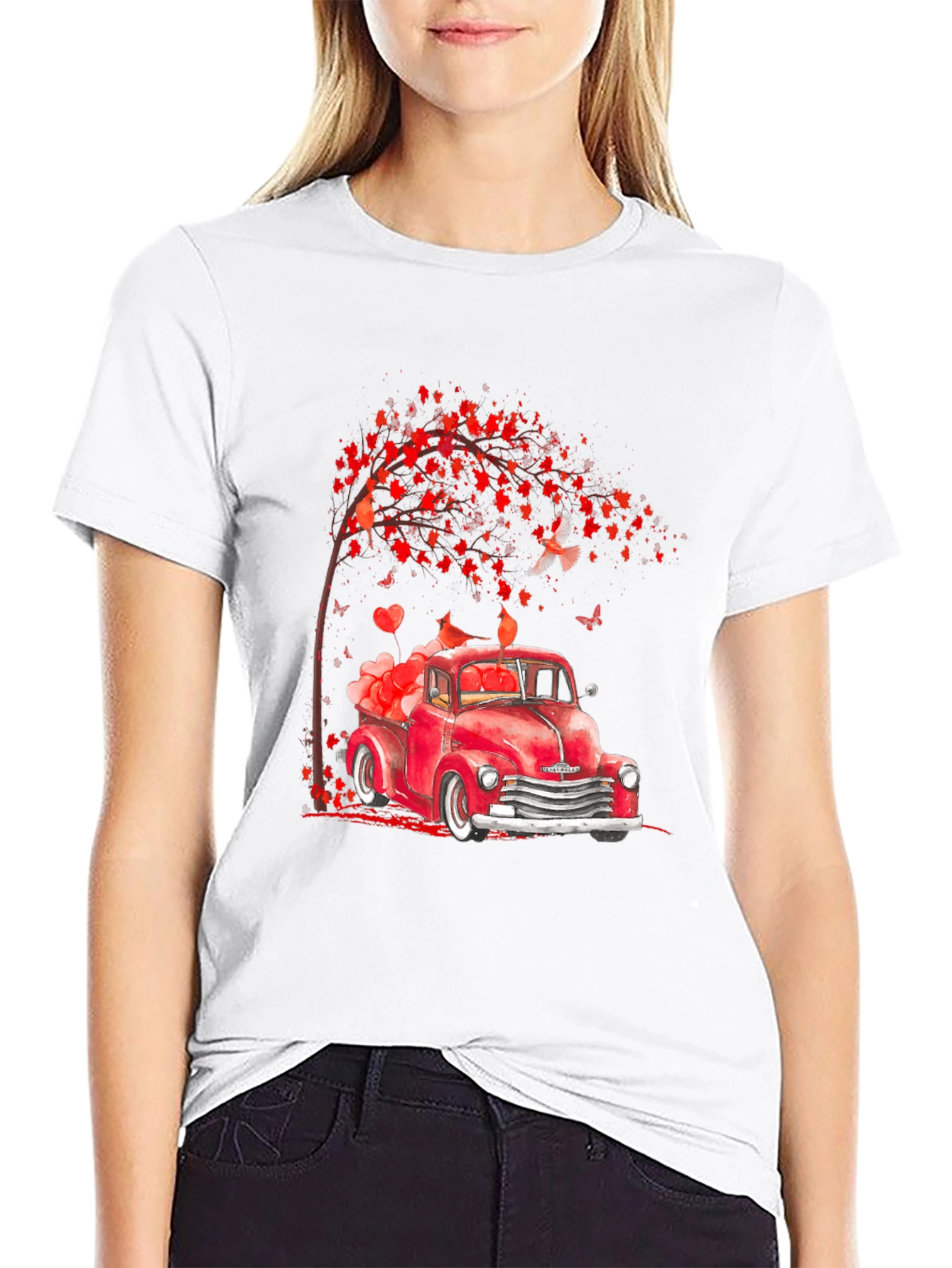 Valentines Red Truck Graphic T-Shirt