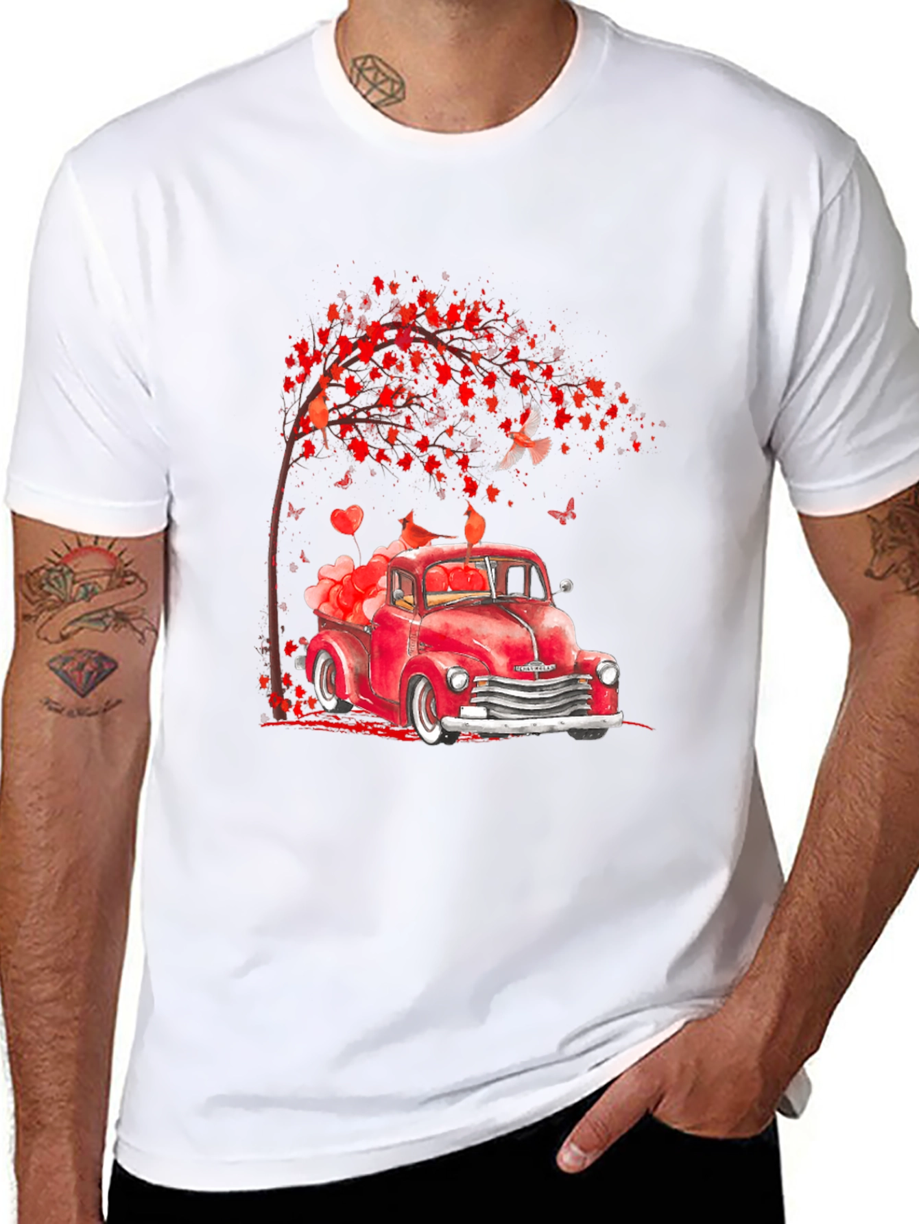 Valentines Red Truck Graphic T-Shirt