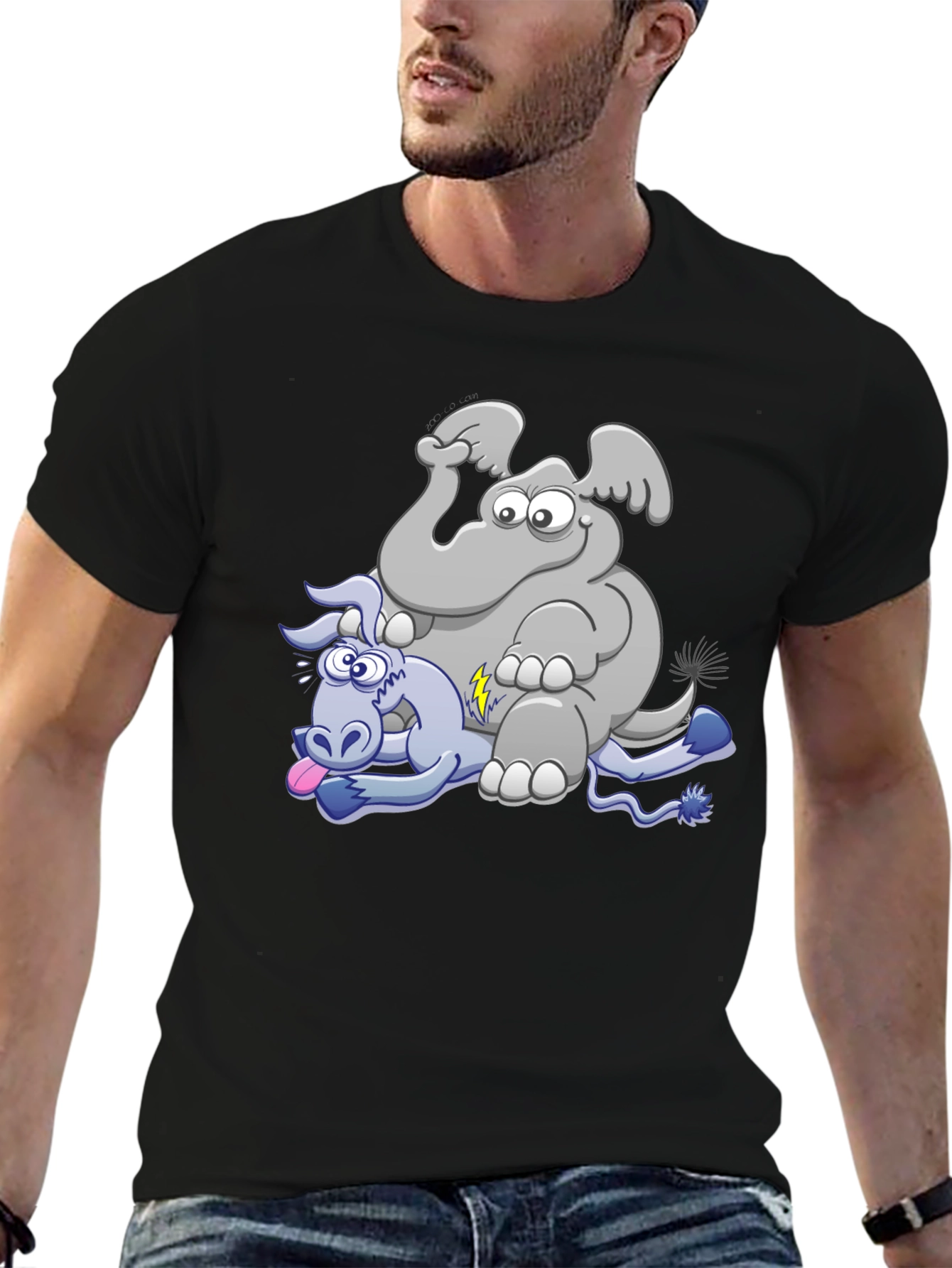 Elephant & Donkey Cartoon T-Shirt