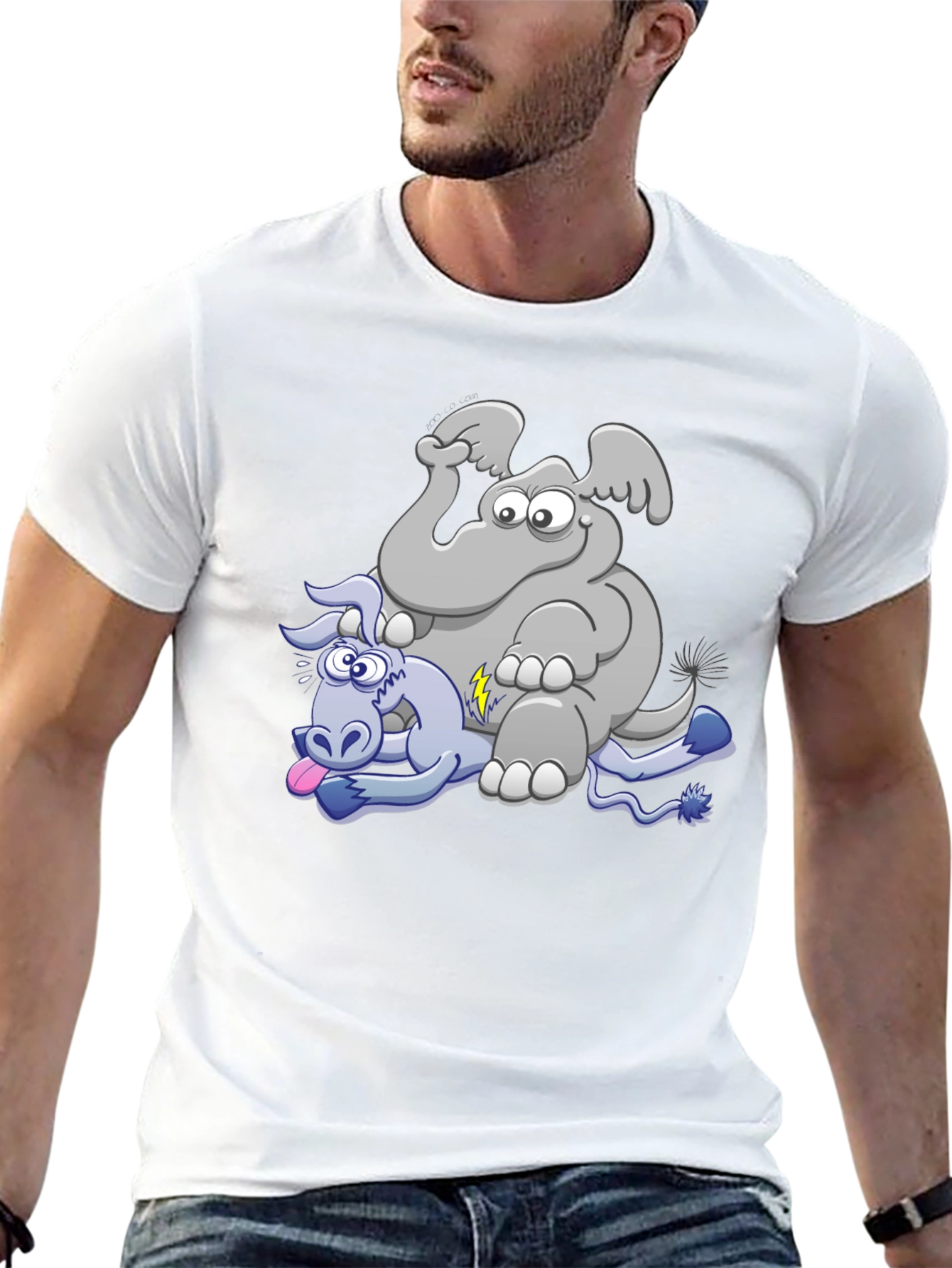 Elephant & Donkey Cartoon T-Shirt