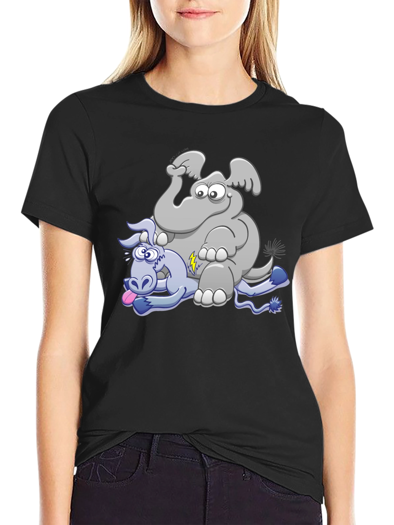 Elephant & Donkey Cartoon T-Shirt