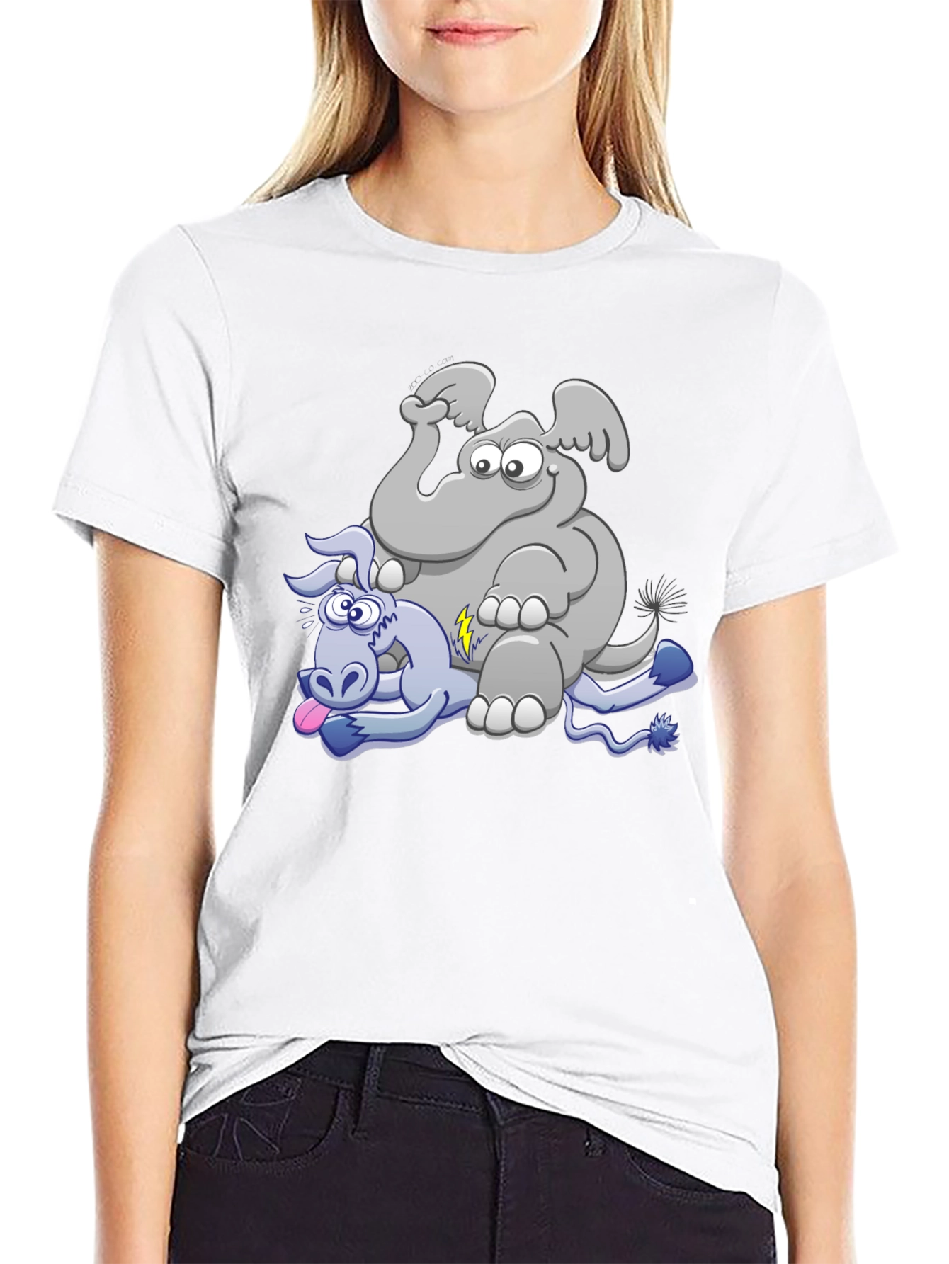 Elephant & Donkey Cartoon T-Shirt
