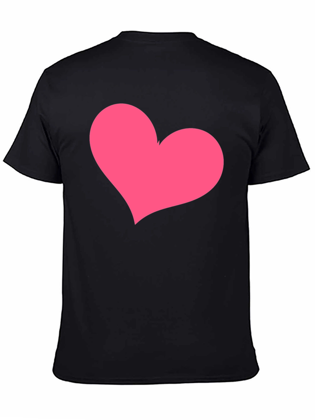 Black T-Shirt with Pink Heart Graphic