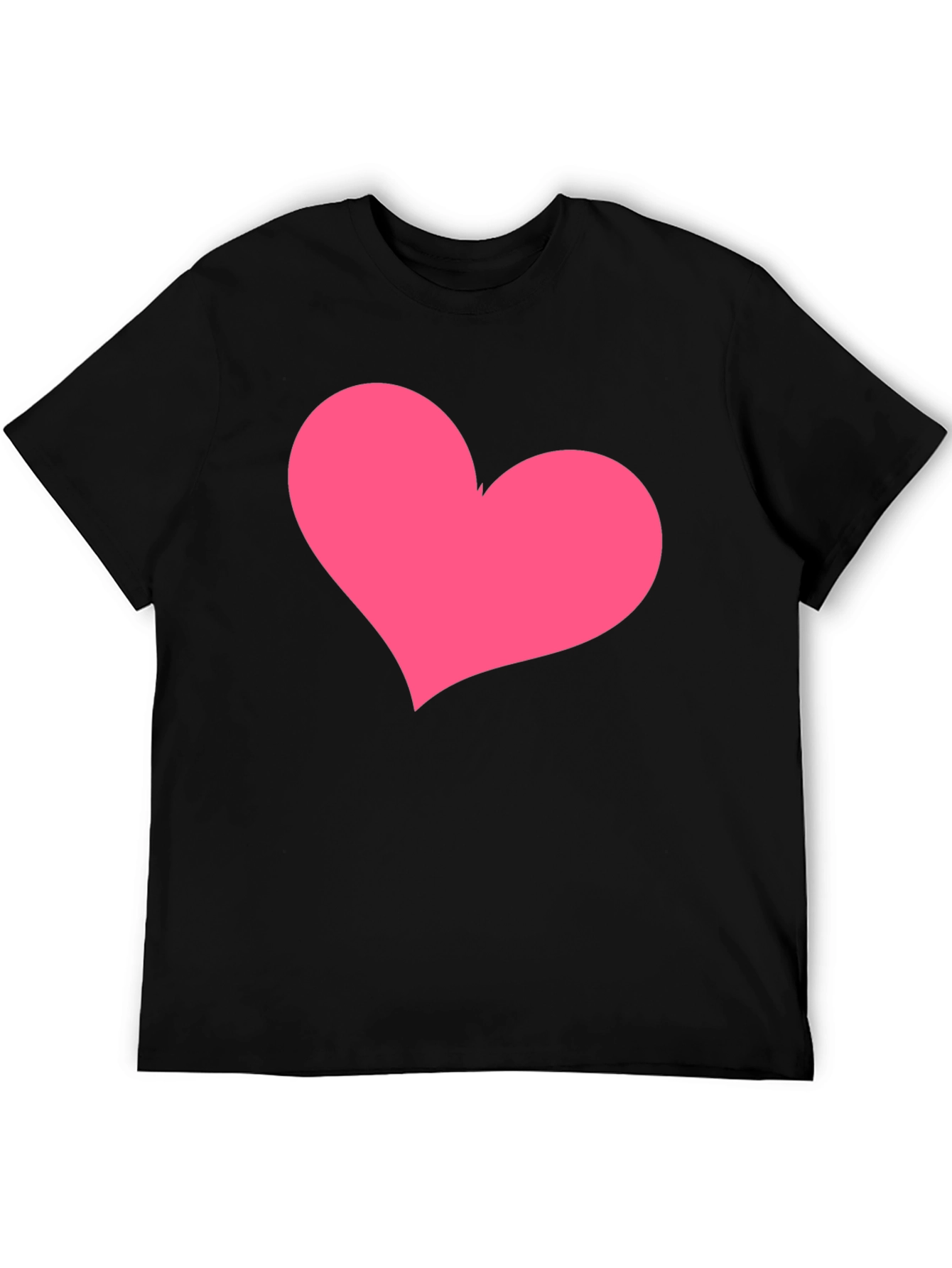 Black T-Shirt with Pink Heart Graphic