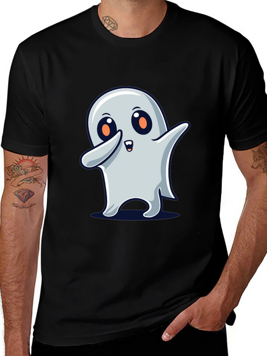 Cute Ghost Dab Halloween Black T-Shirt
