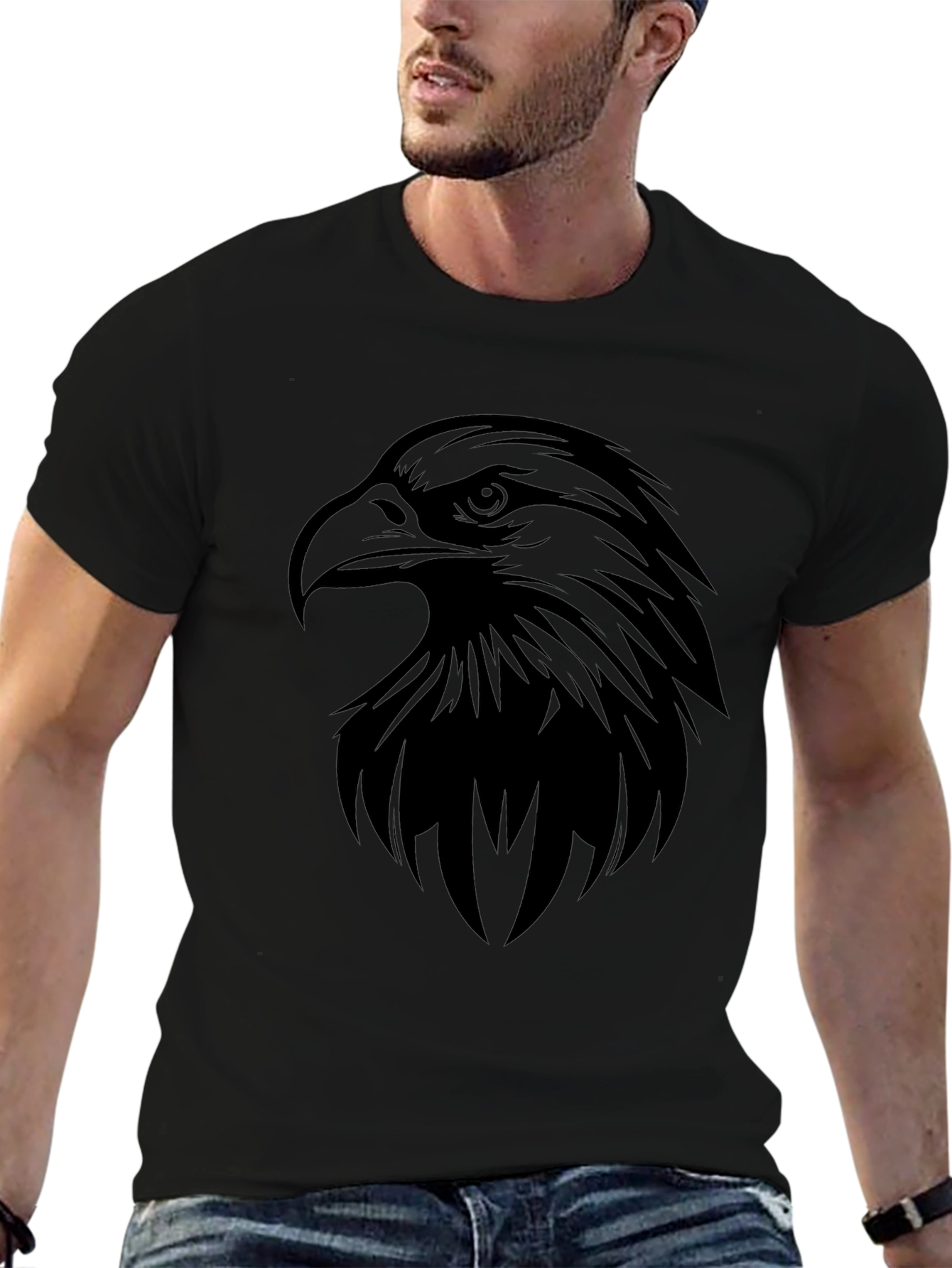 Bold Eagle Graphic Black T-Shirt for Men