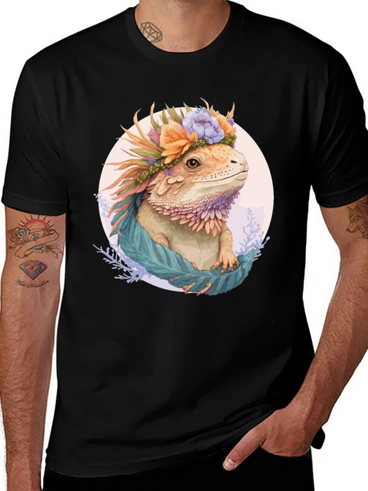 Bearded Dragon Floral Crown Graphic Tee