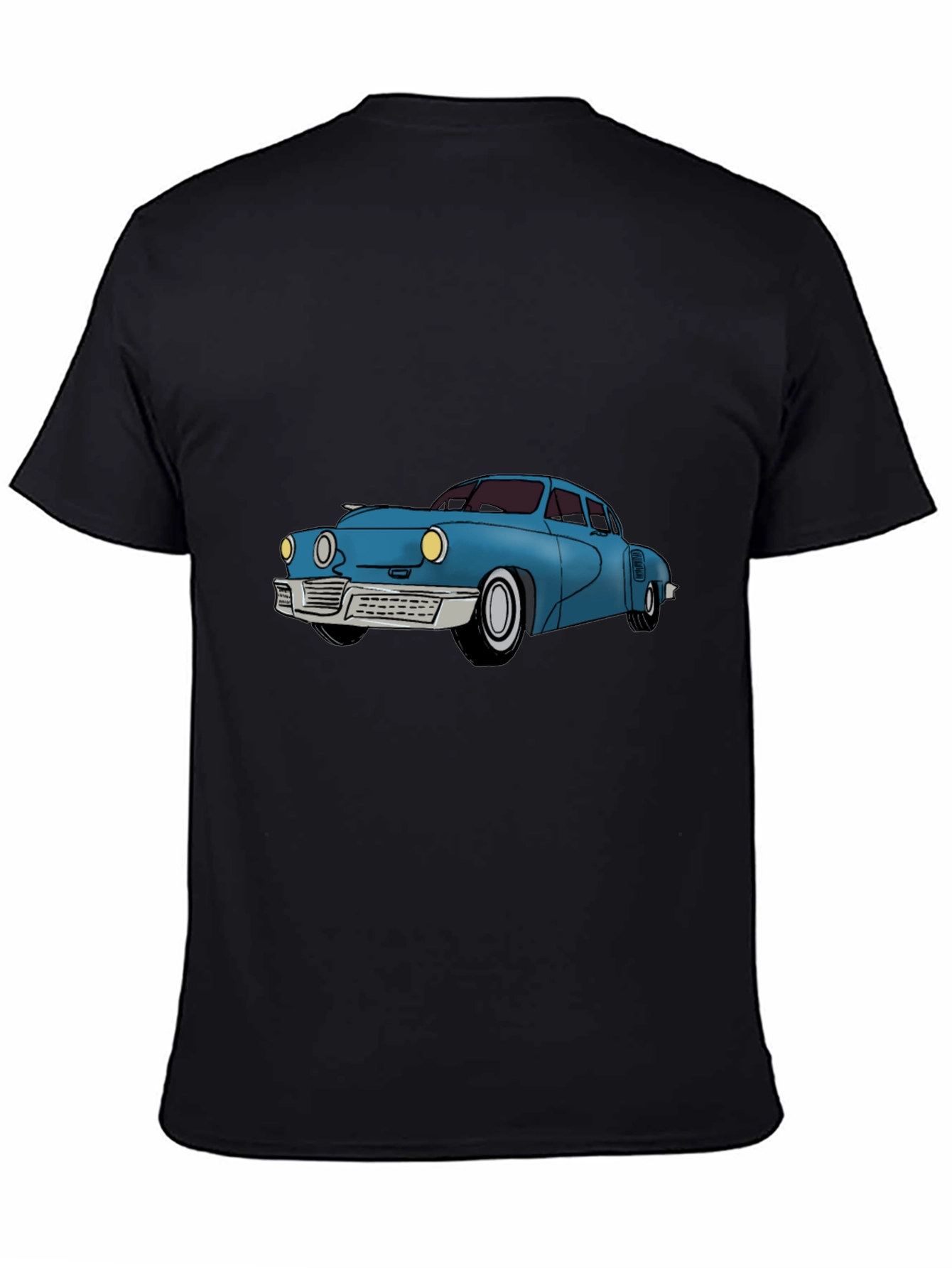 Classic Car Graphic Tee - Black Cotton T-Shirt