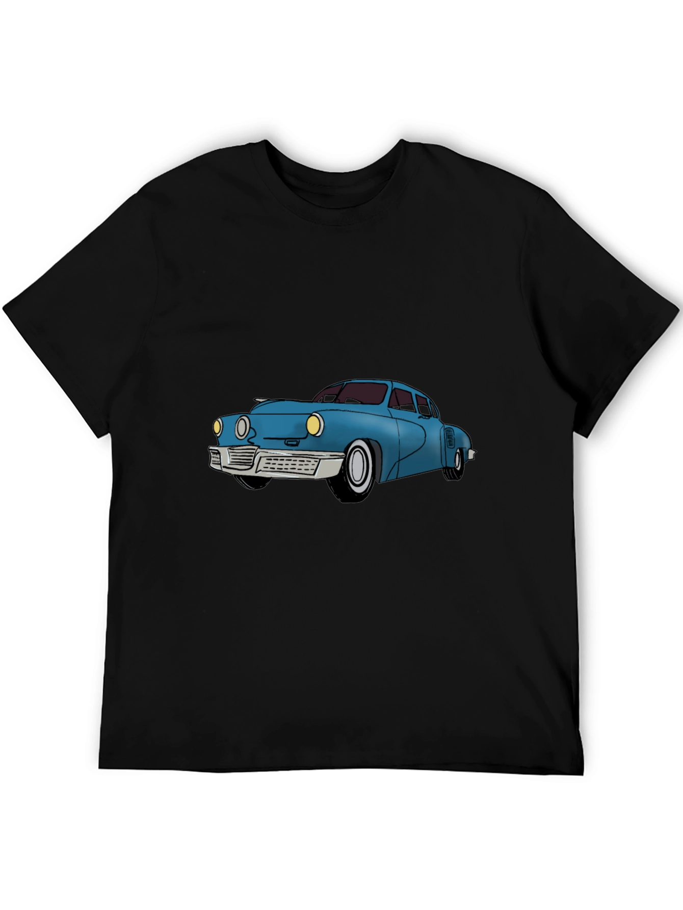 Classic Car Graphic Tee - Black Cotton T-Shirt