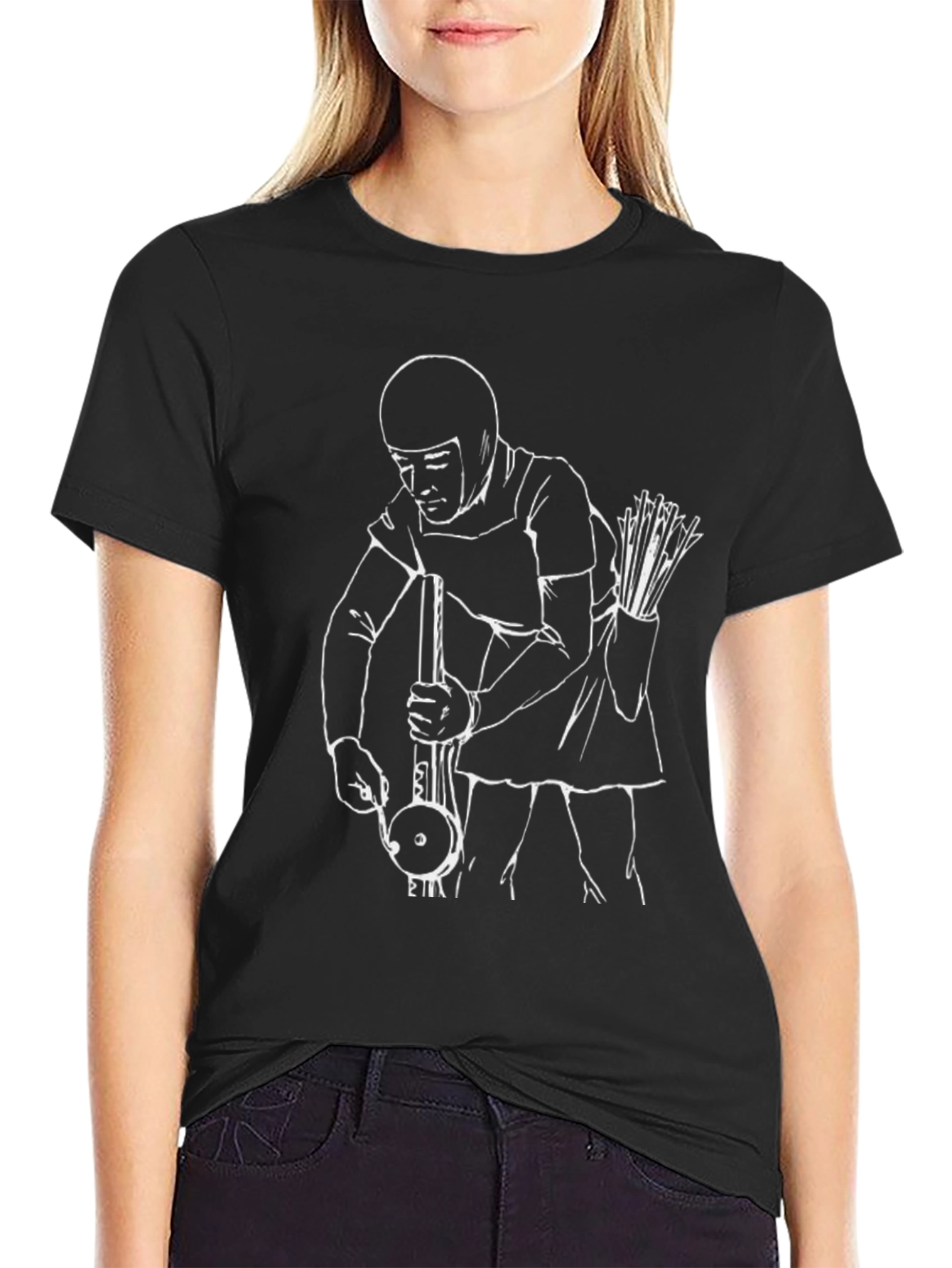 Retro Archer Graphic Tee - Black Cotton T-Shirt
