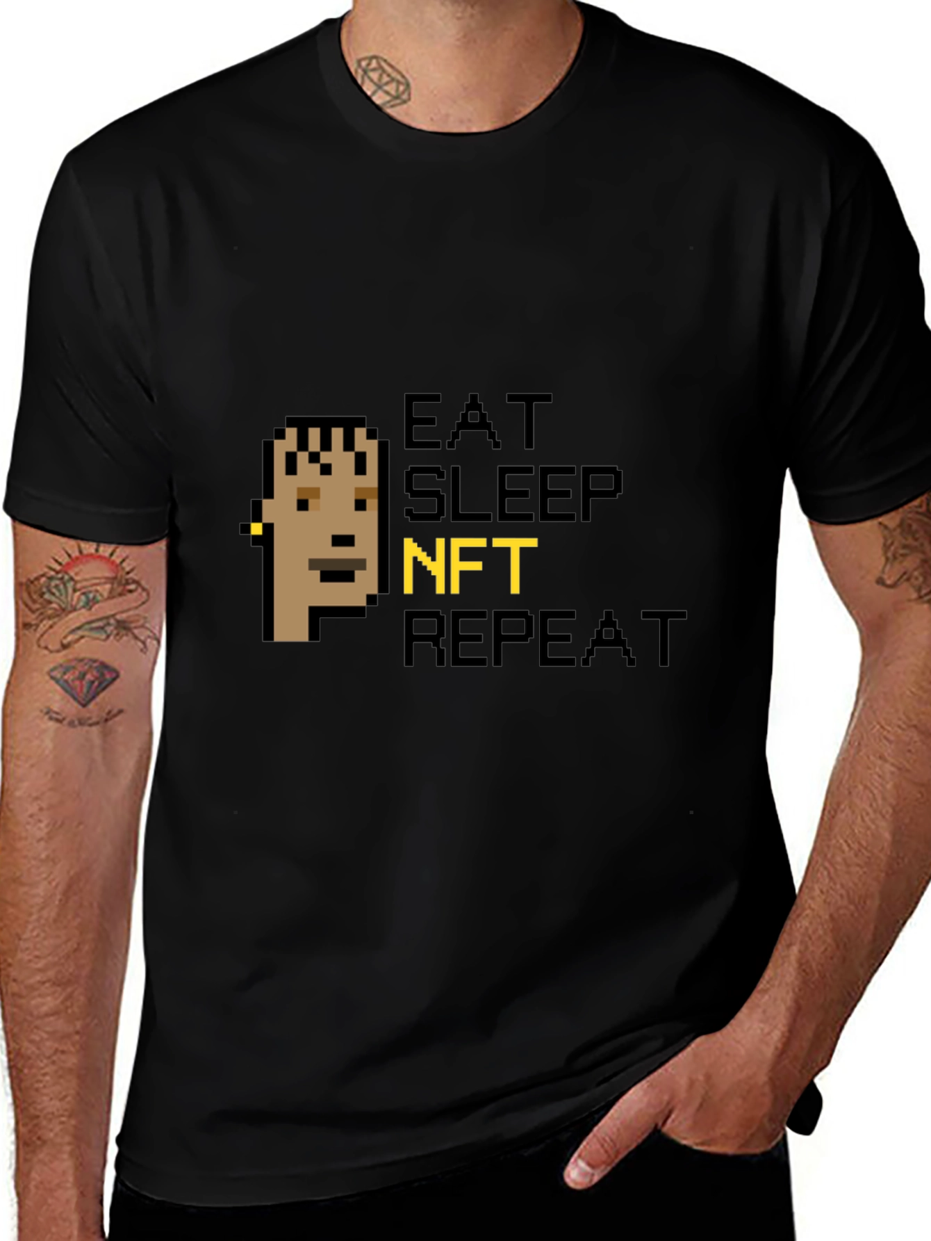 Eat Sleep NFT Repeat Black Graphic Tee