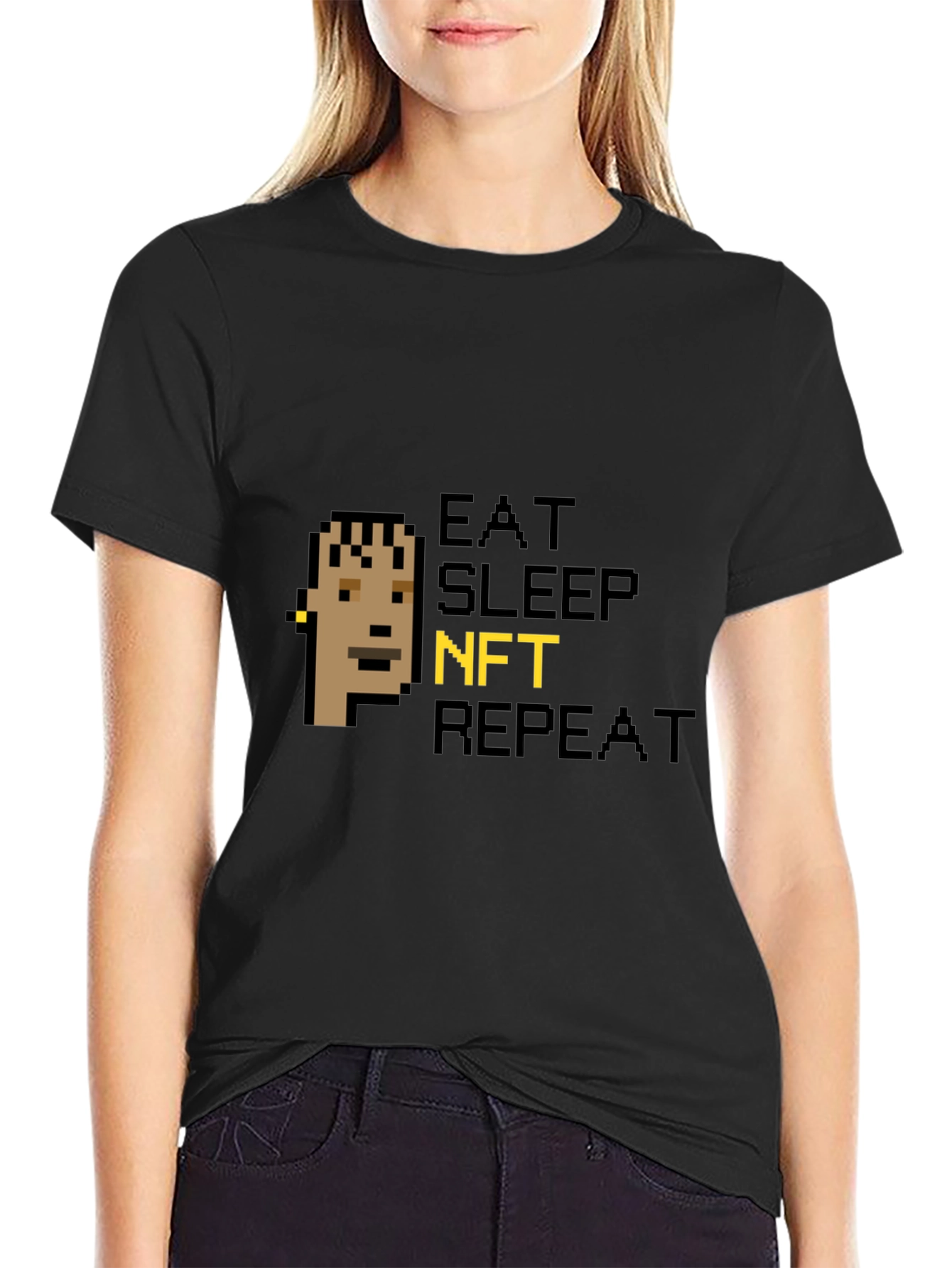 Eat Sleep NFT Repeat Black Graphic Tee