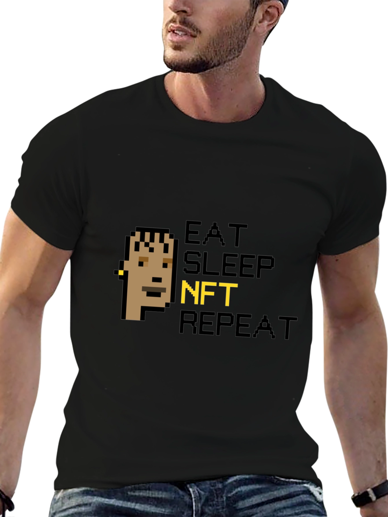 Eat Sleep NFT Repeat Black Graphic Tee