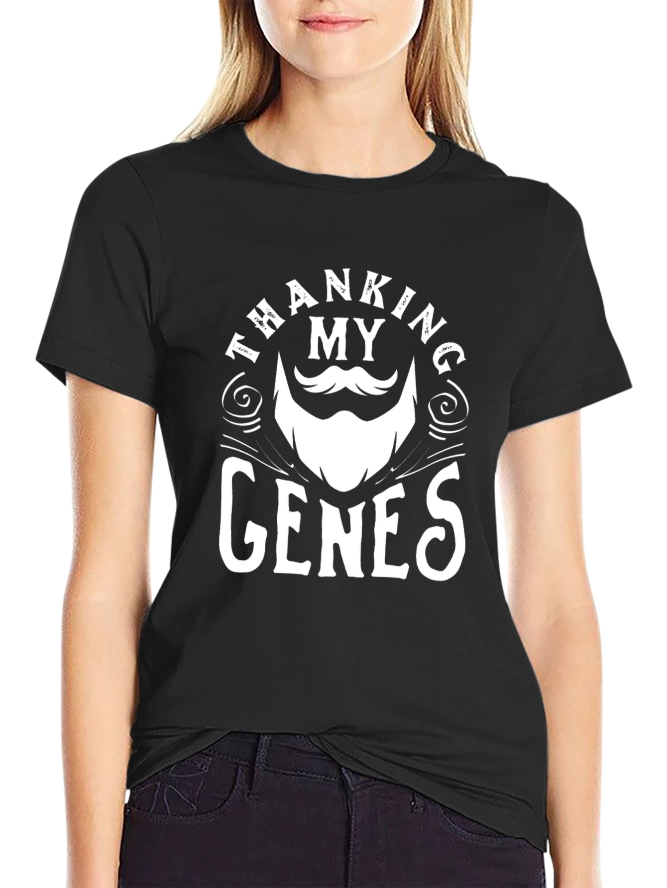 Thanking My Genes Beard Graphic Tee - Black