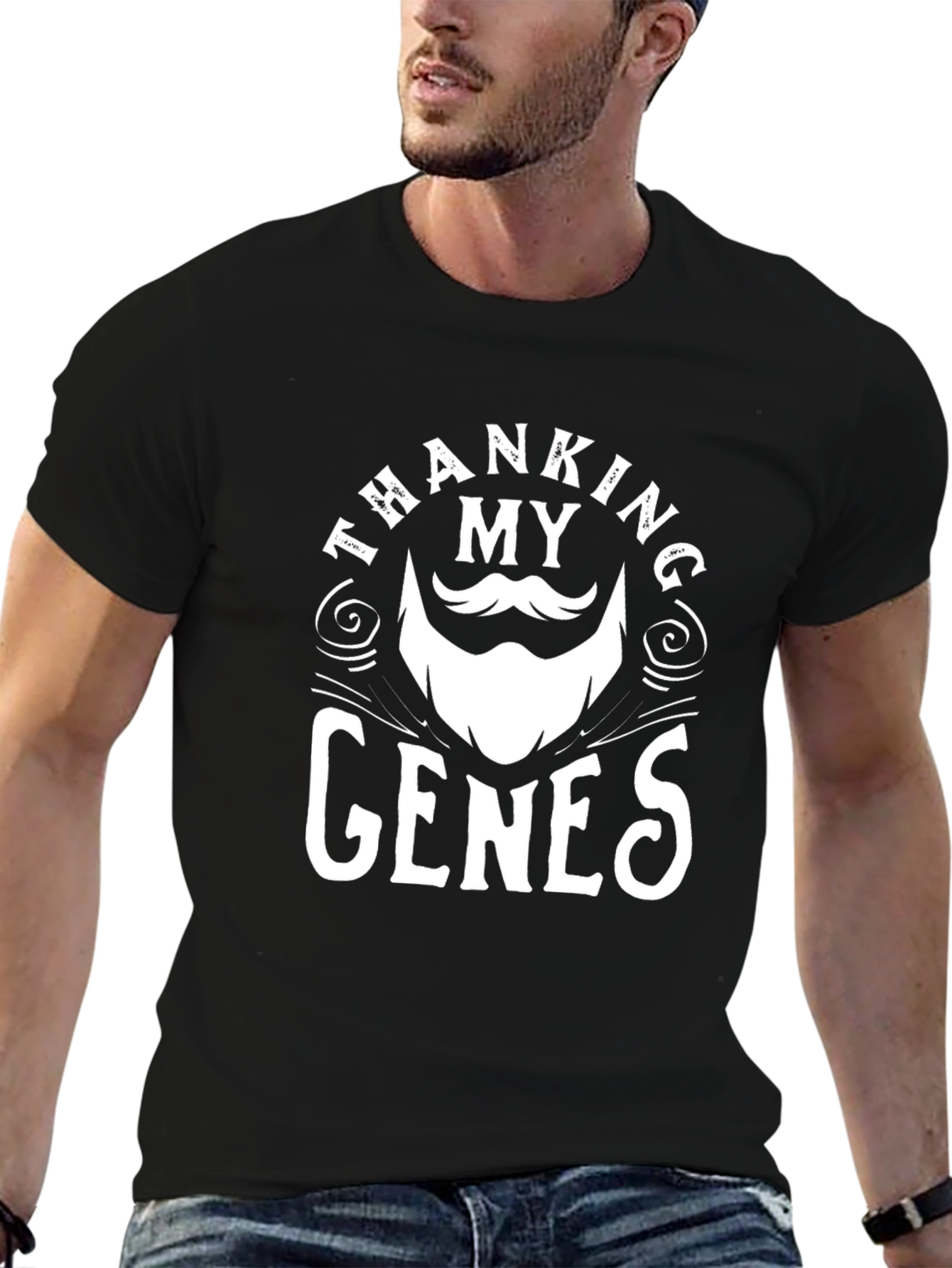 Thanking My Genes Beard Graphic Tee - Black