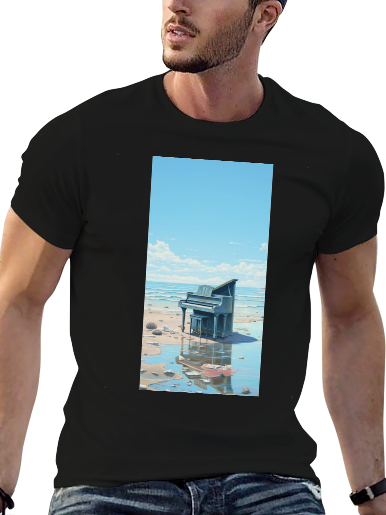 Beach Piano Graphic Tee - Unique Design