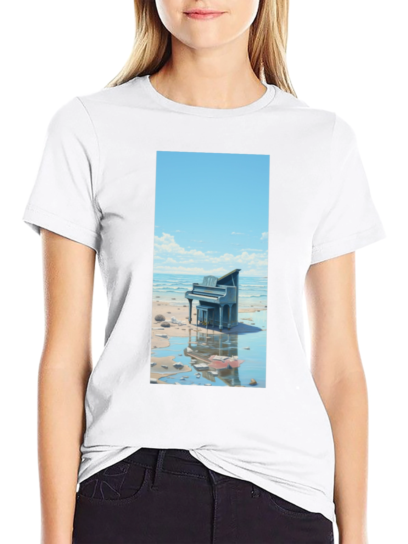 Beach Piano Graphic Tee - Unique Design