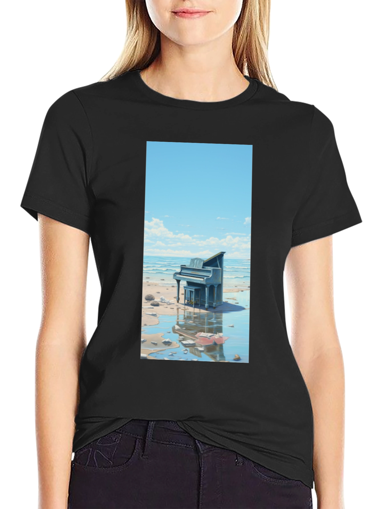 Beach Piano Graphic Tee - Unique Design