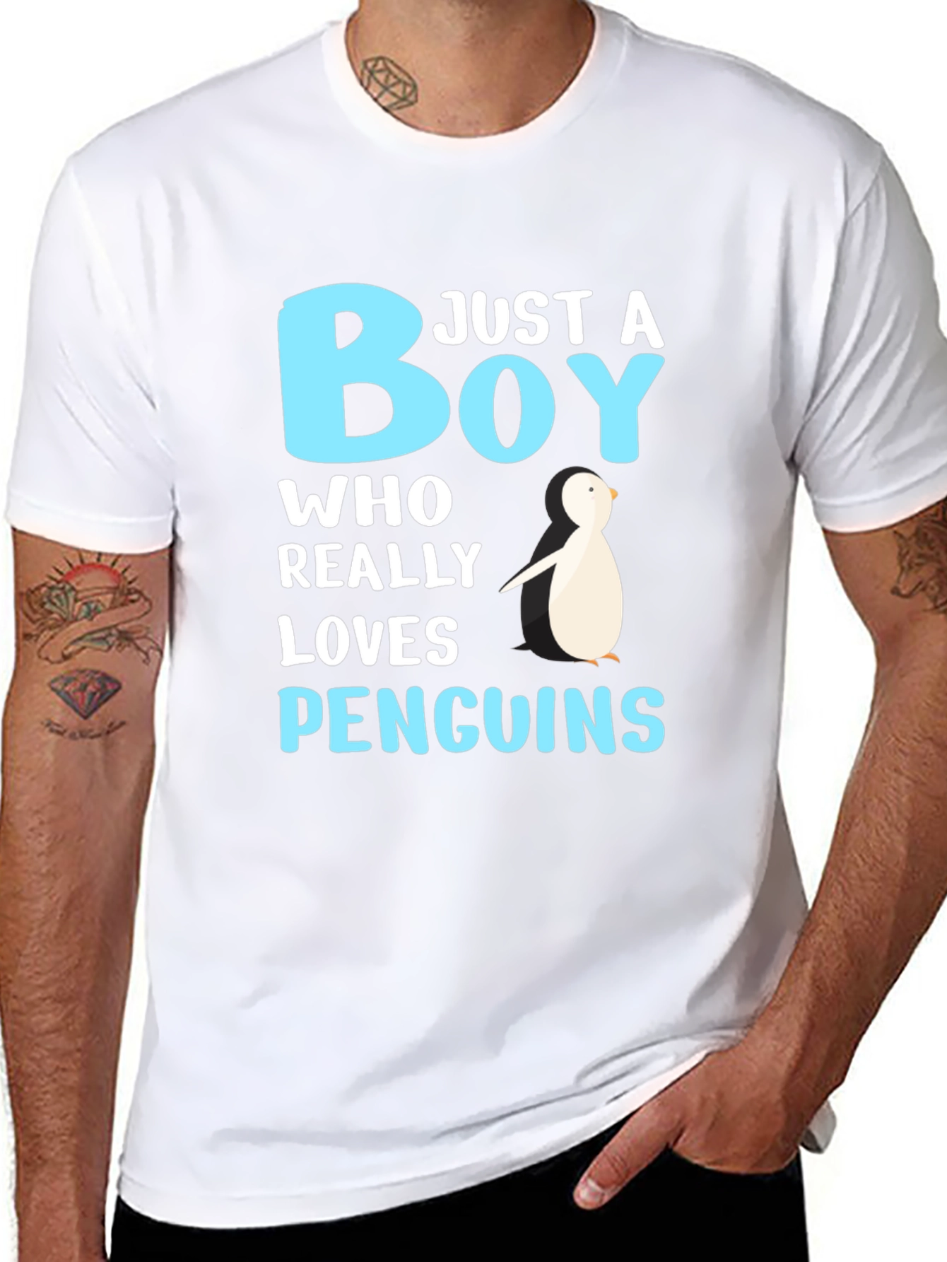 Just A Boy Who Loves Penguins Black T-Shirt