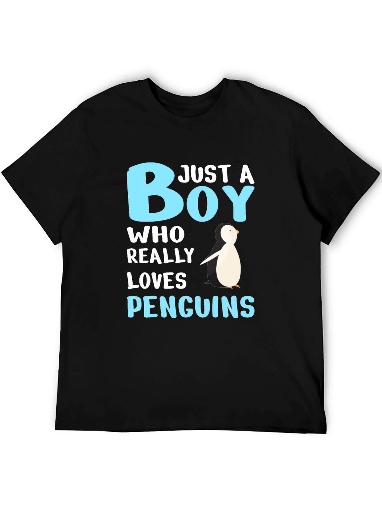 Just A Boy Who Loves Penguins Black T-Shirt