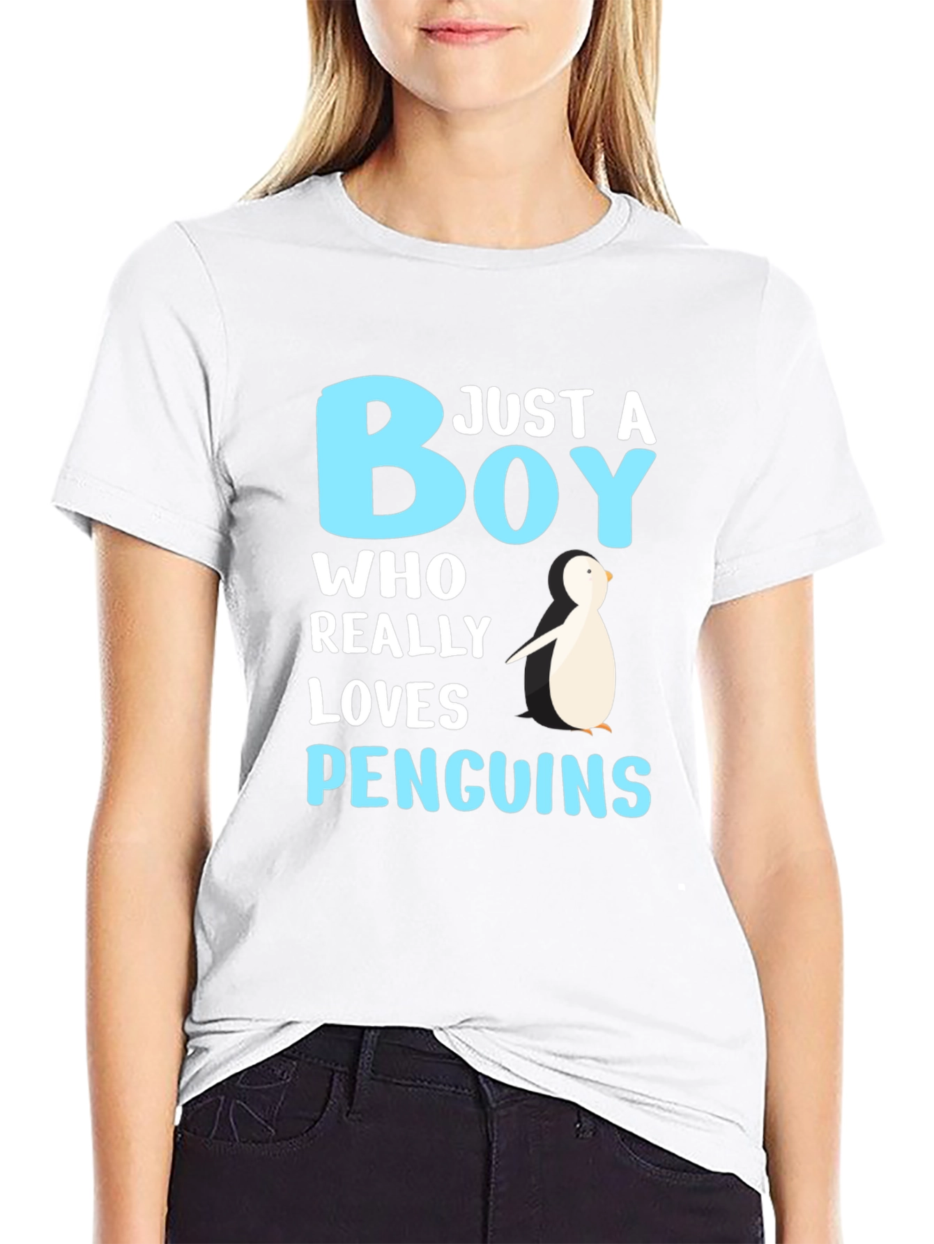 Just A Boy Who Loves Penguins Black T-Shirt