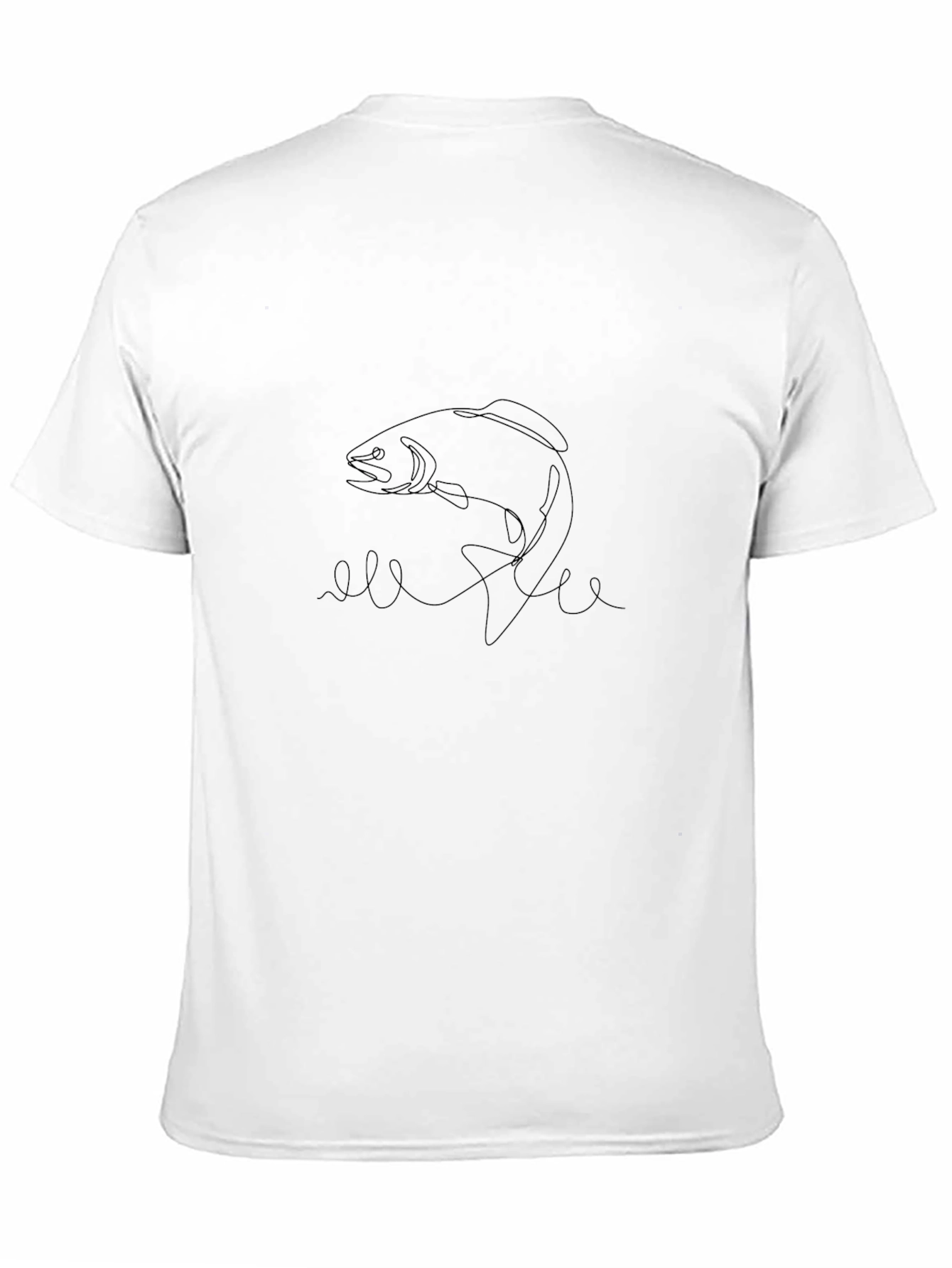 Minimalist Fish Line Art Black T-Shirt