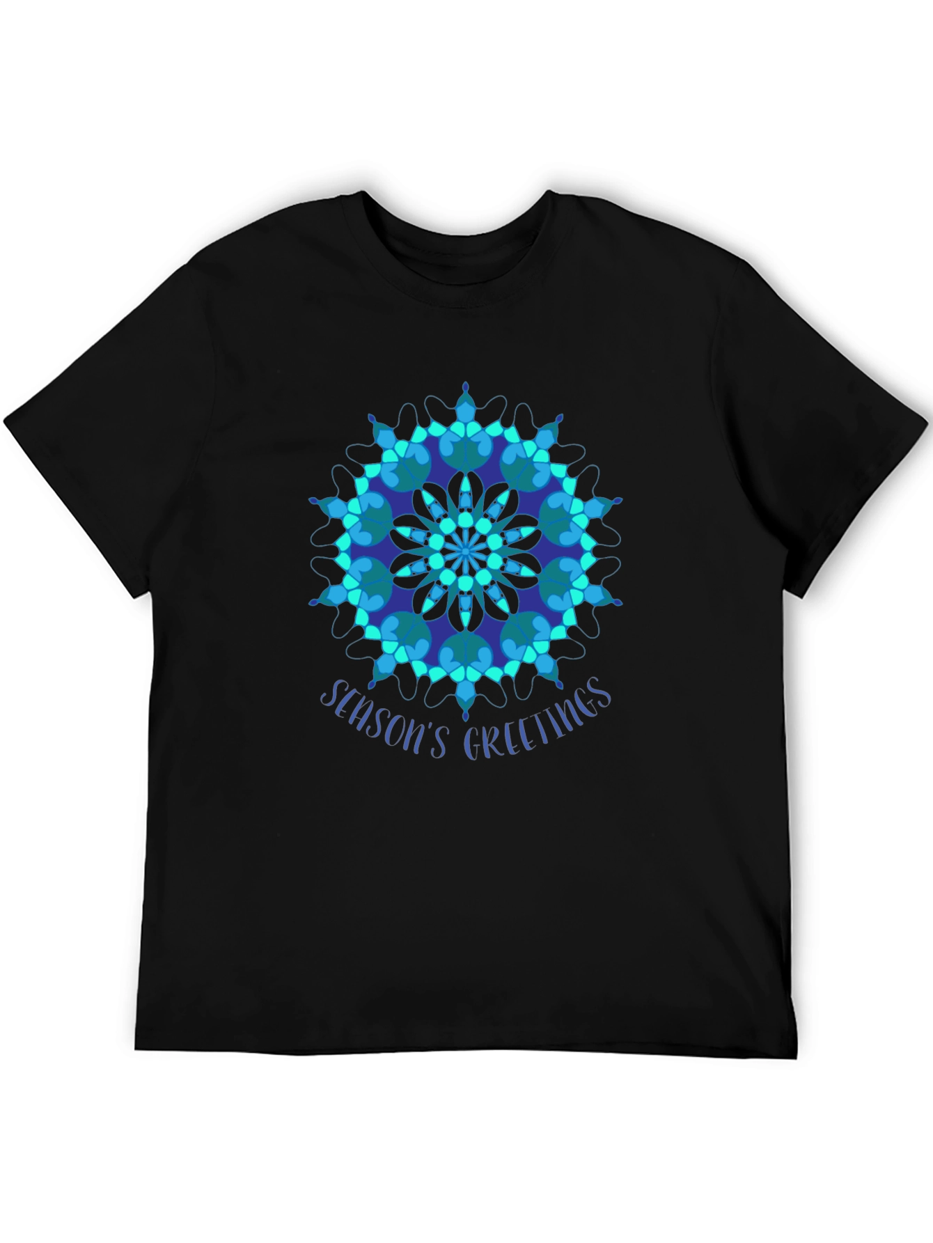Seasons Greetings Snowflake Graphic Tee - Black