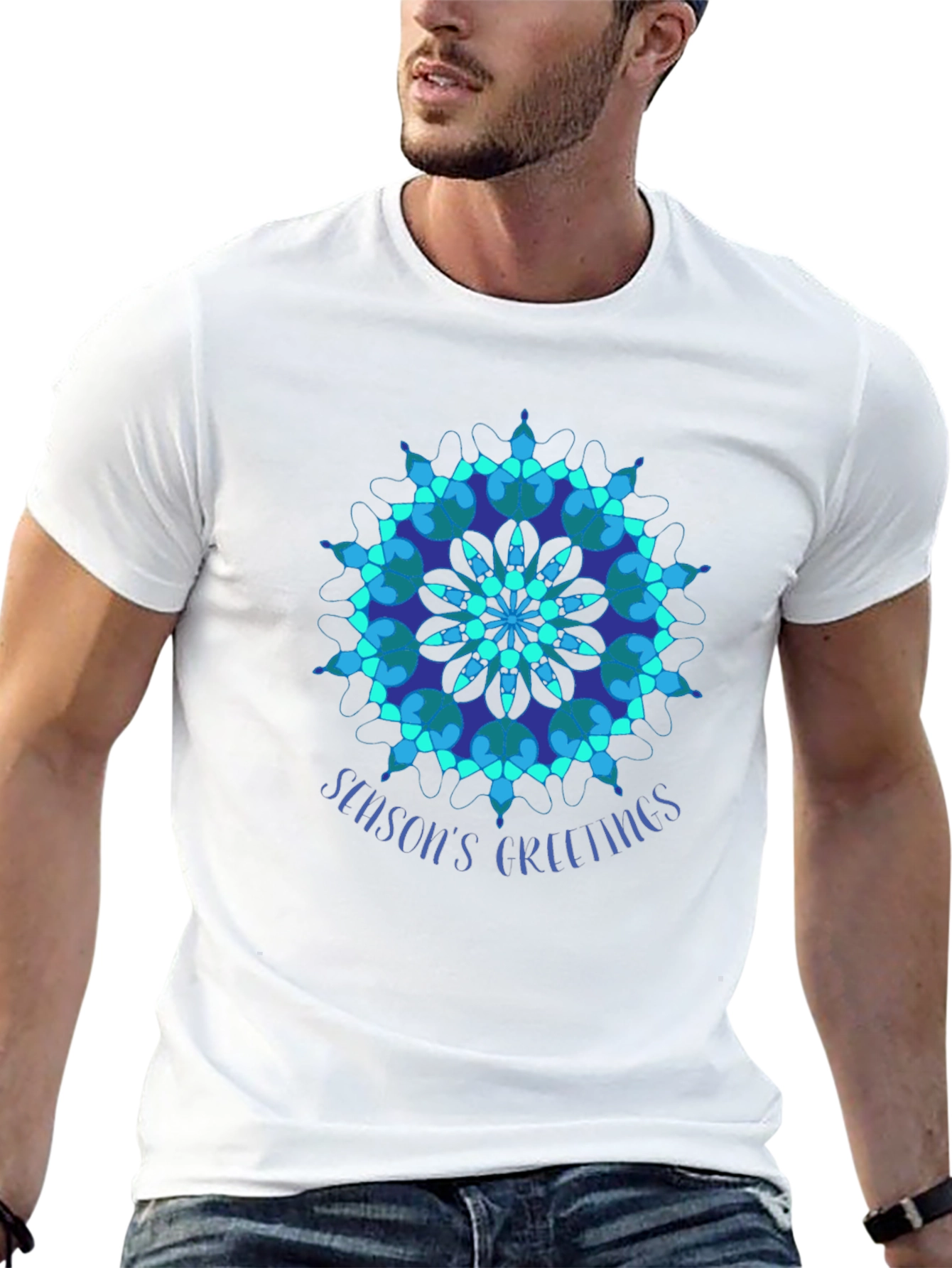 Seasons Greetings Snowflake Graphic Tee - Black
