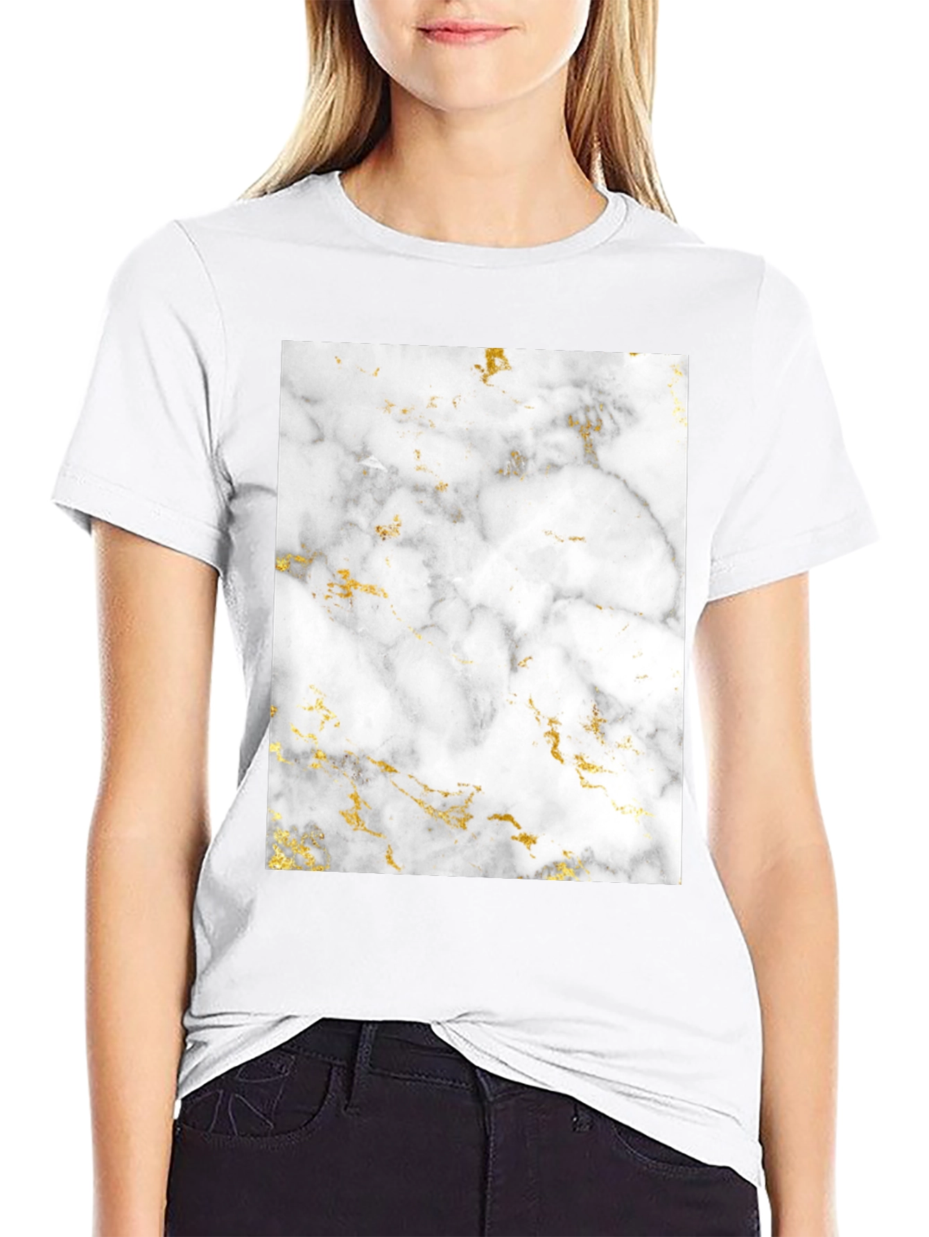 Marble Print Black T-Shirt
