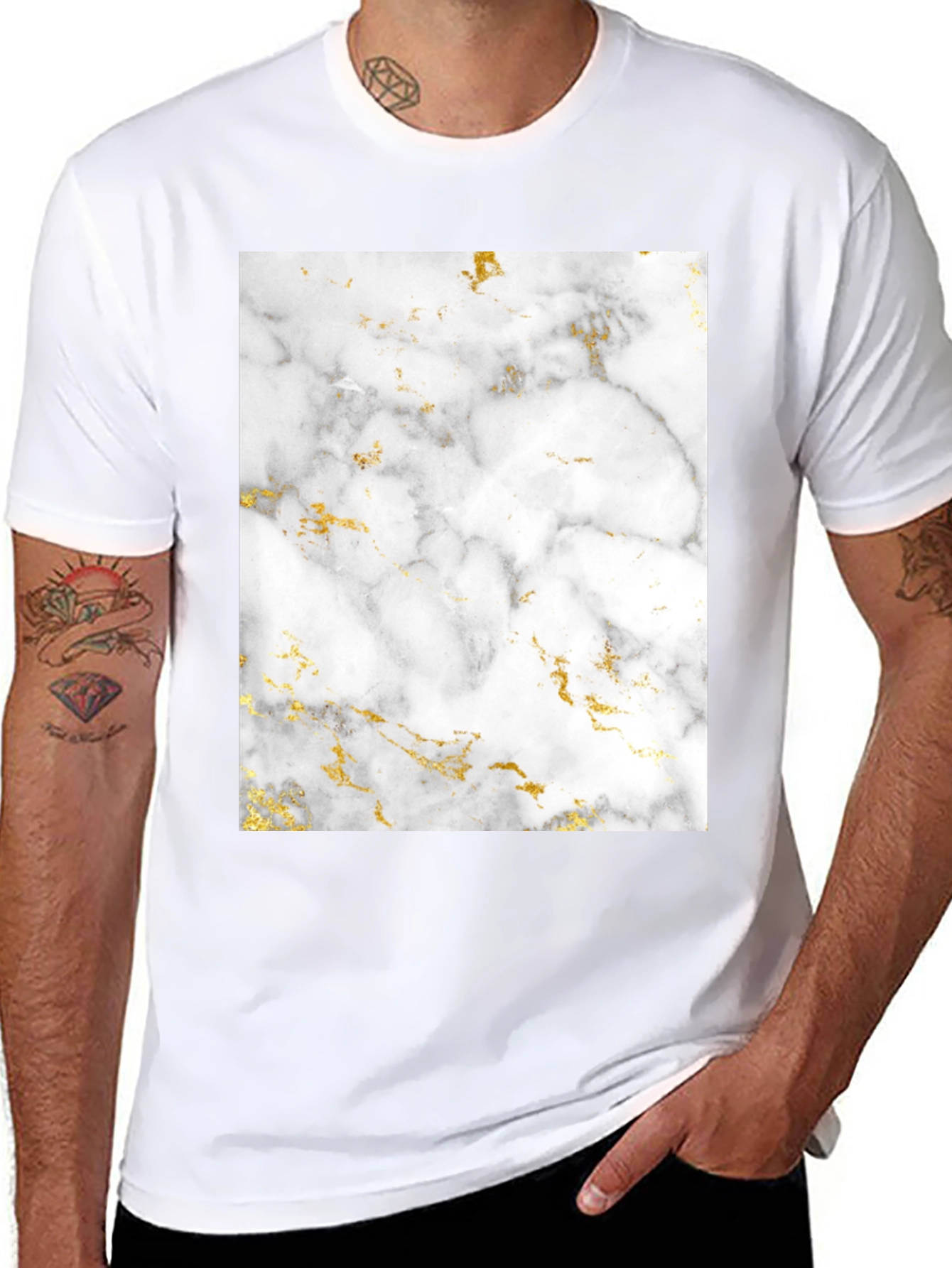 Marble Print Black T-Shirt