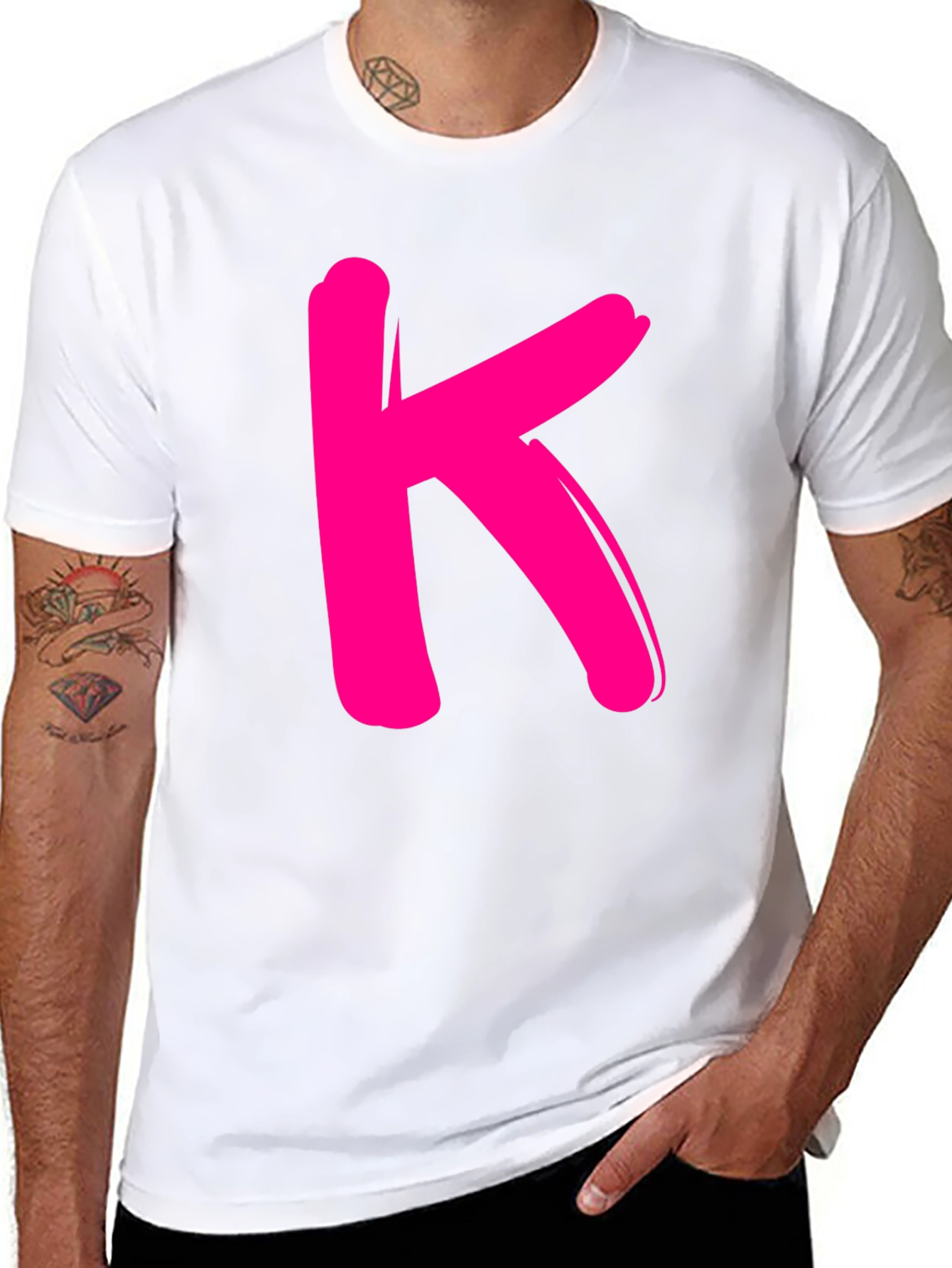 Bold K Graphic Tee - Black Cotton Casual Shirt