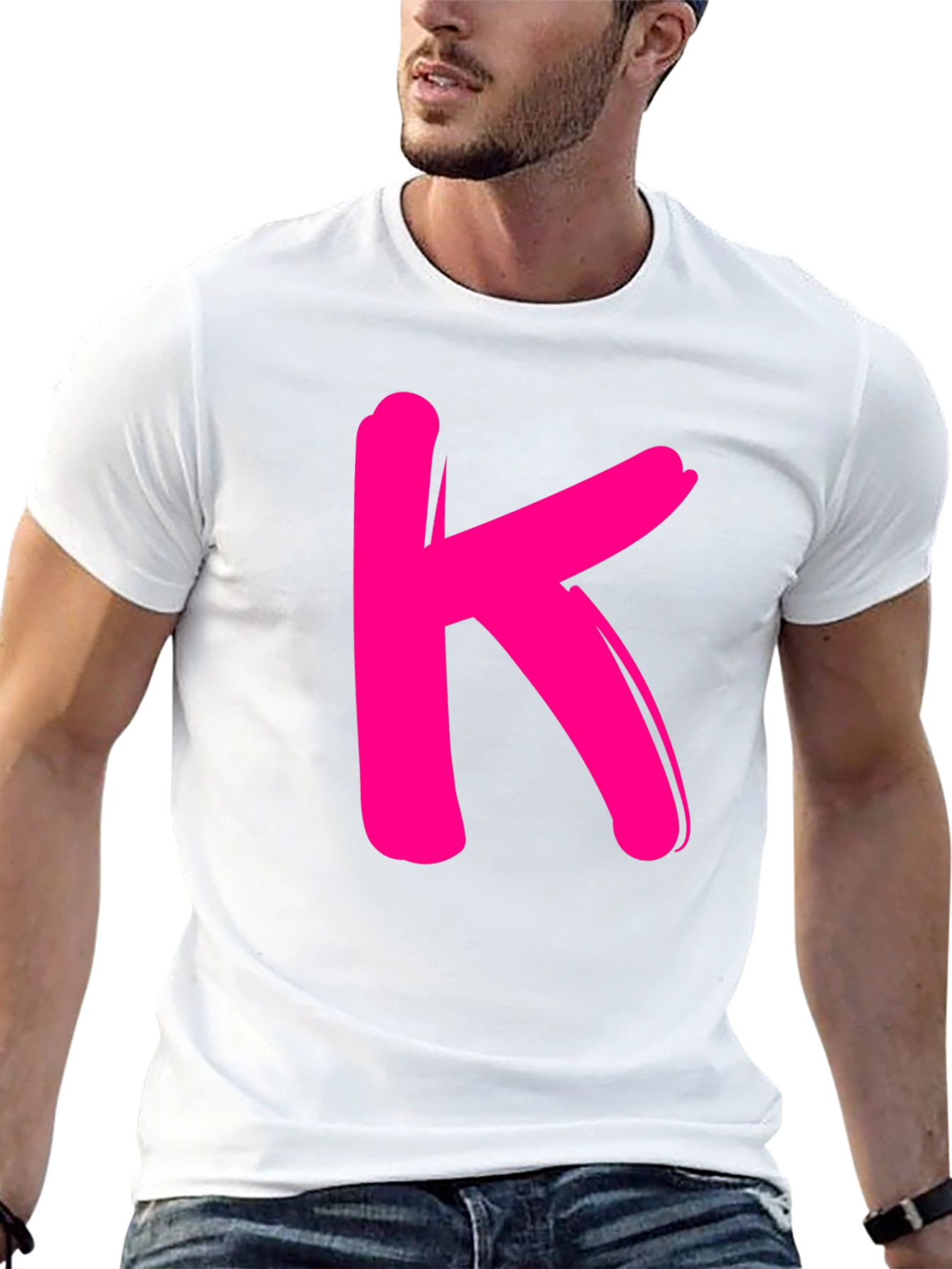Bold K Graphic Tee - Black Cotton Casual Shirt