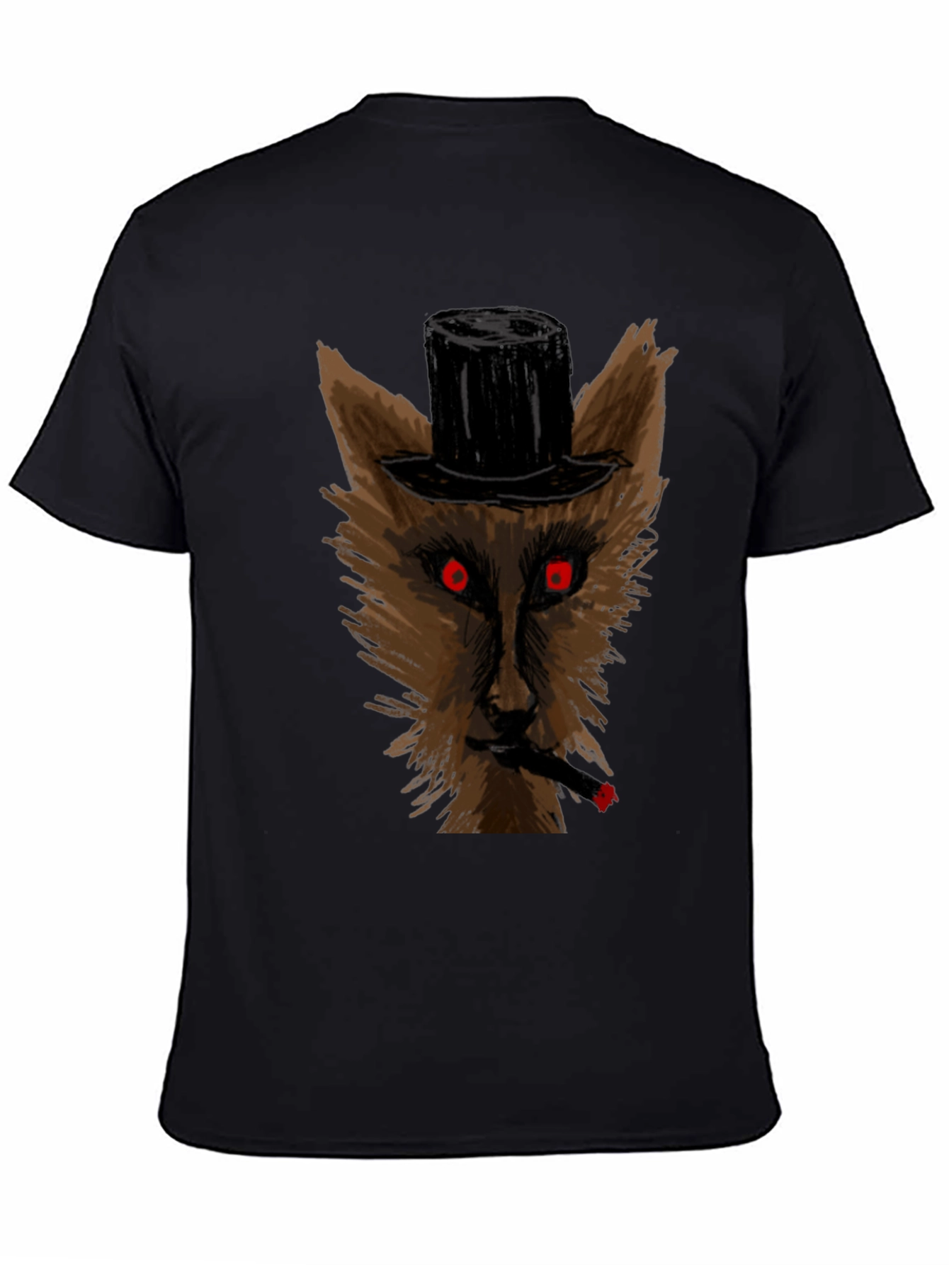 Wolf Top Hat Cigar Black T-Shirt