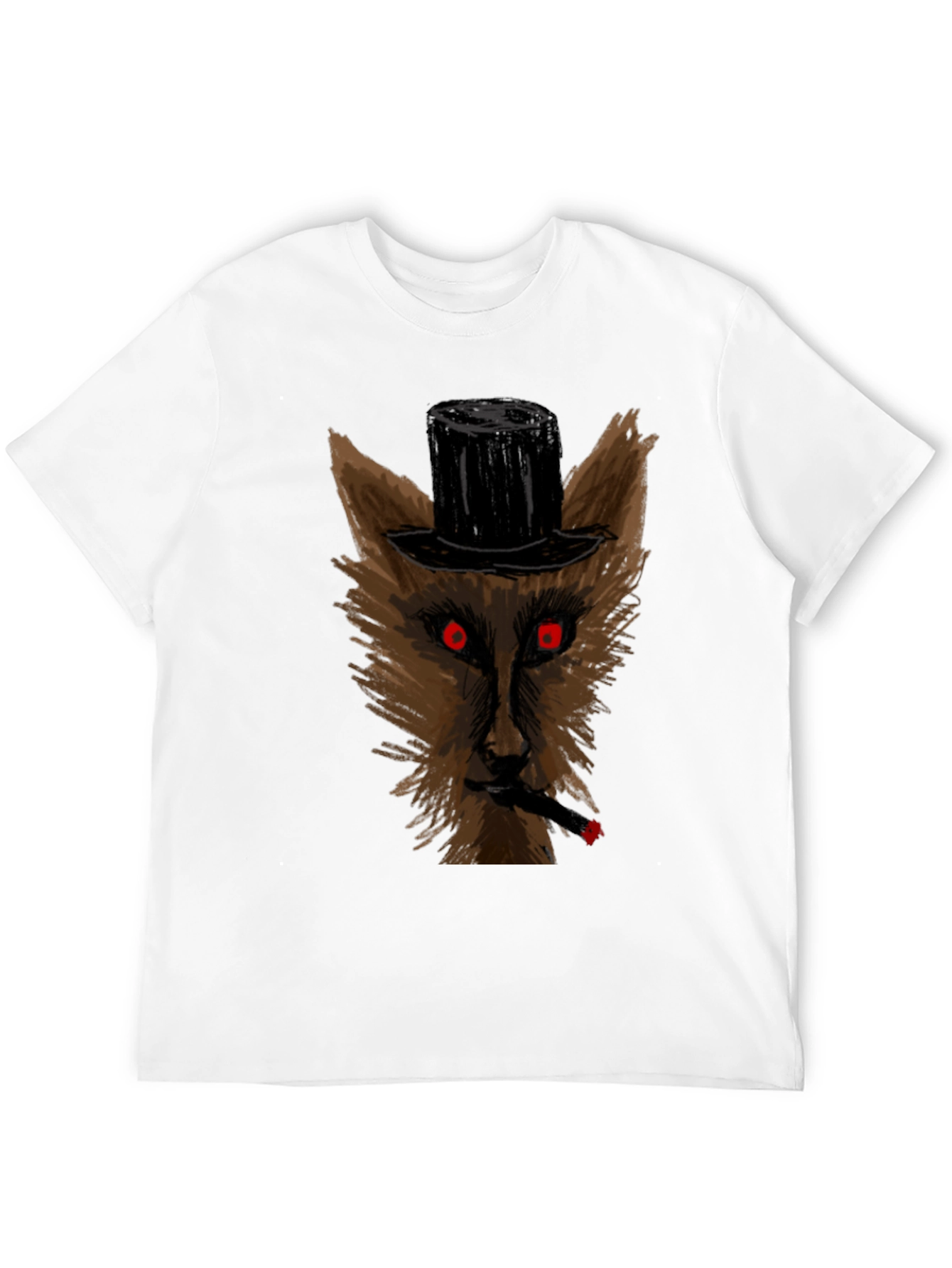 Wolf Top Hat Cigar Black T-Shirt