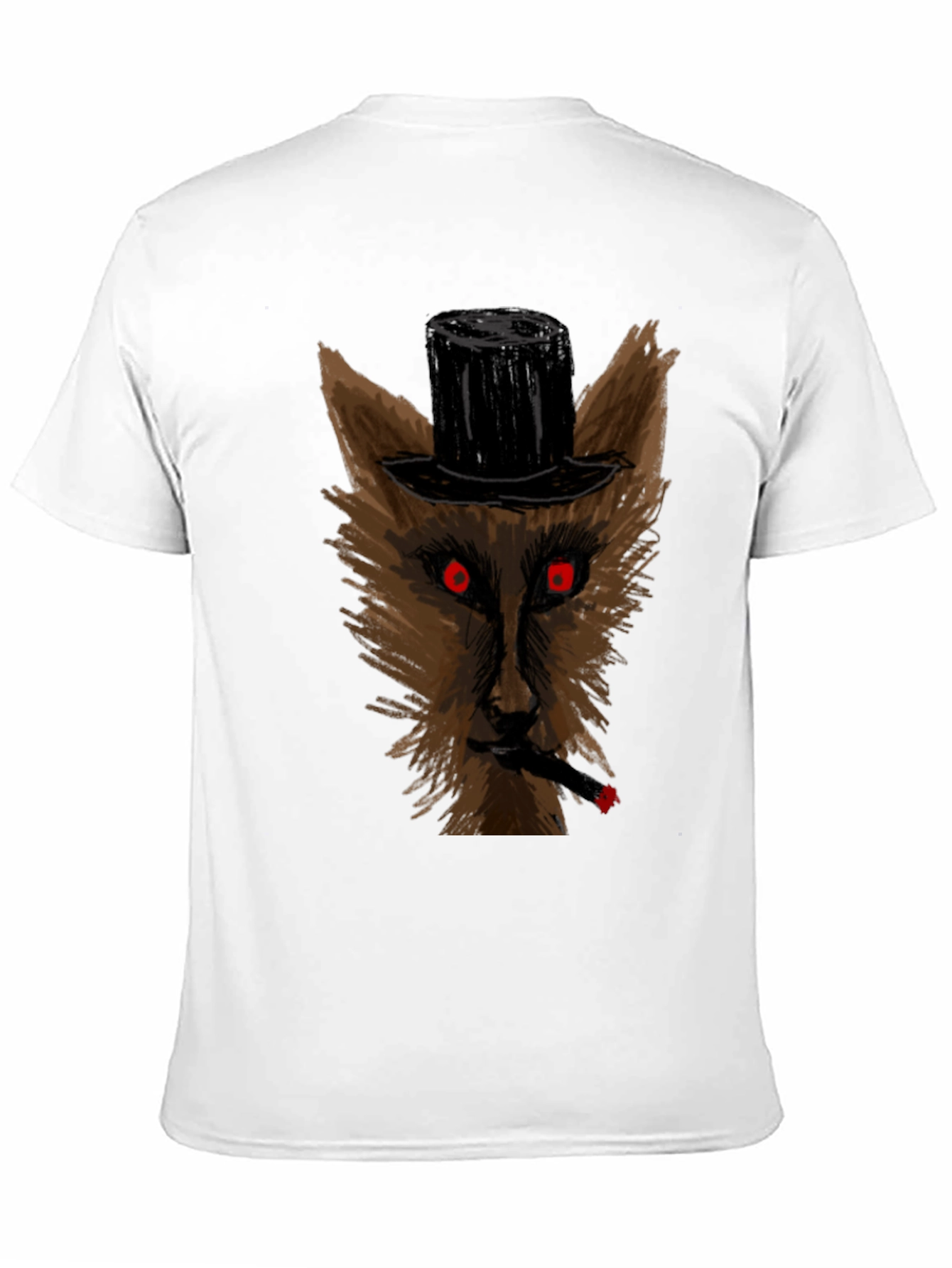 Wolf Top Hat Cigar Black T-Shirt