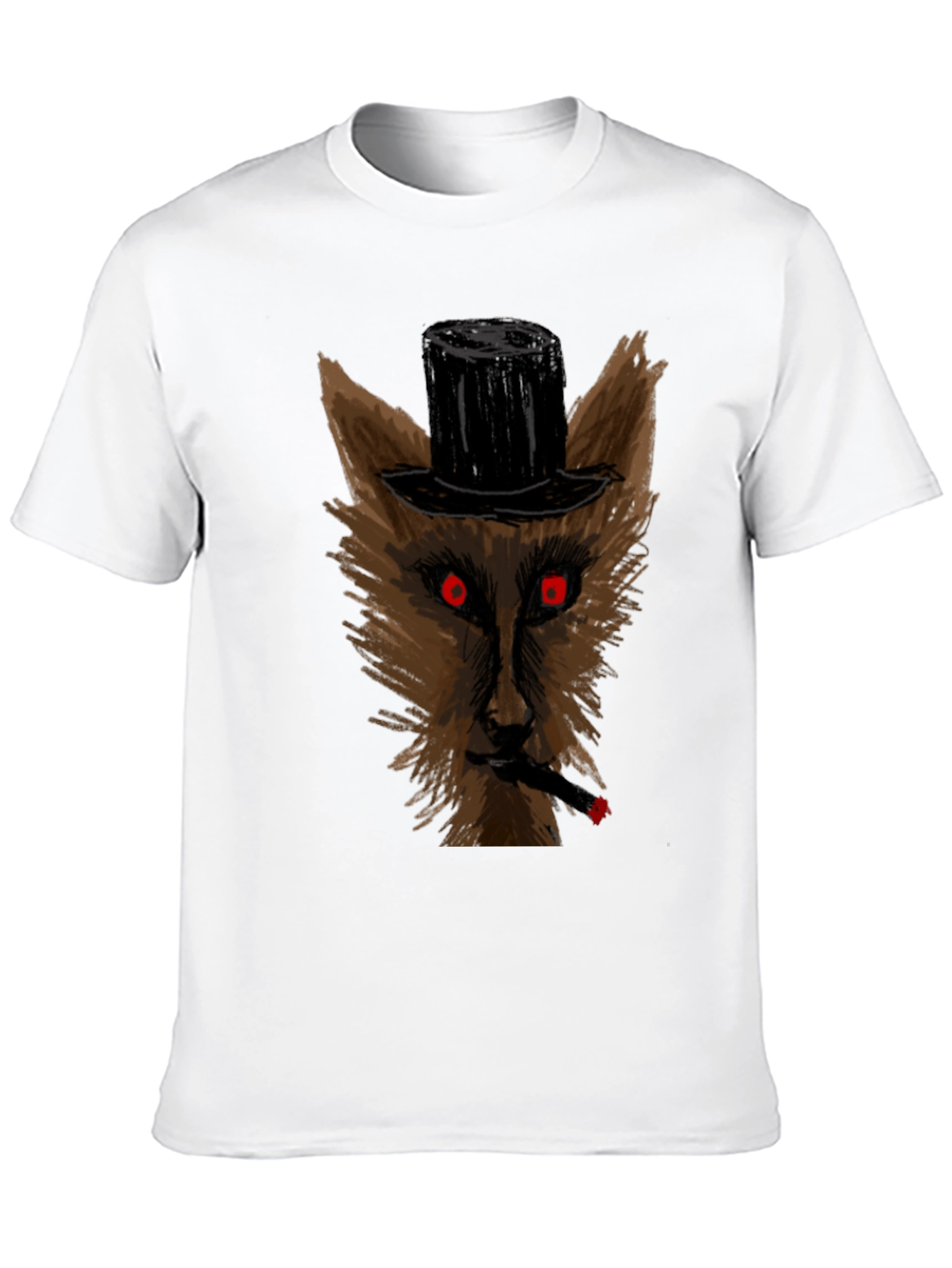 Wolf Top Hat Cigar Black T-Shirt