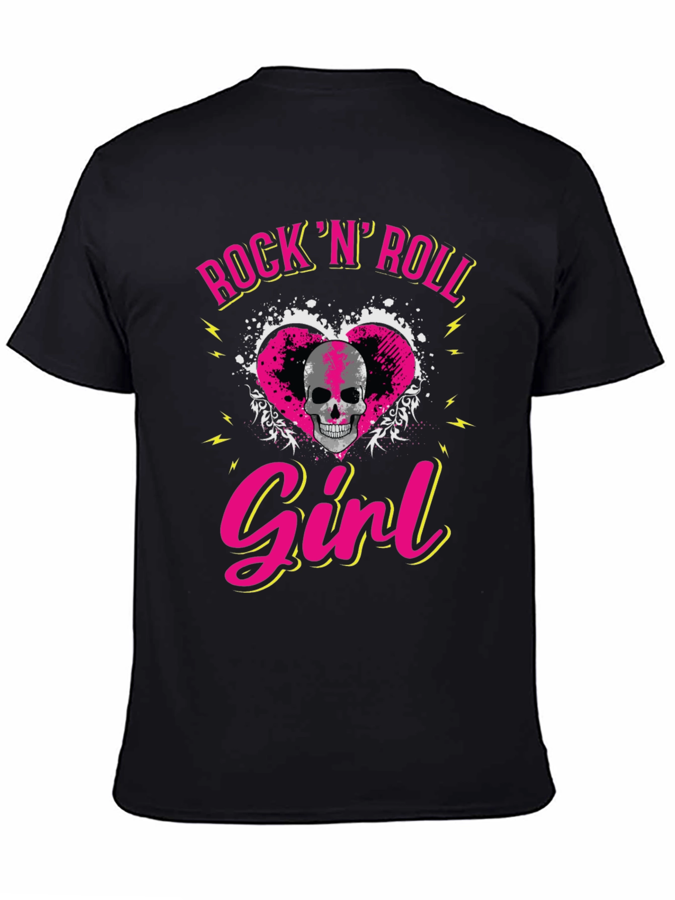 Rock N Roll Girl Skull Graphic T-Shirt