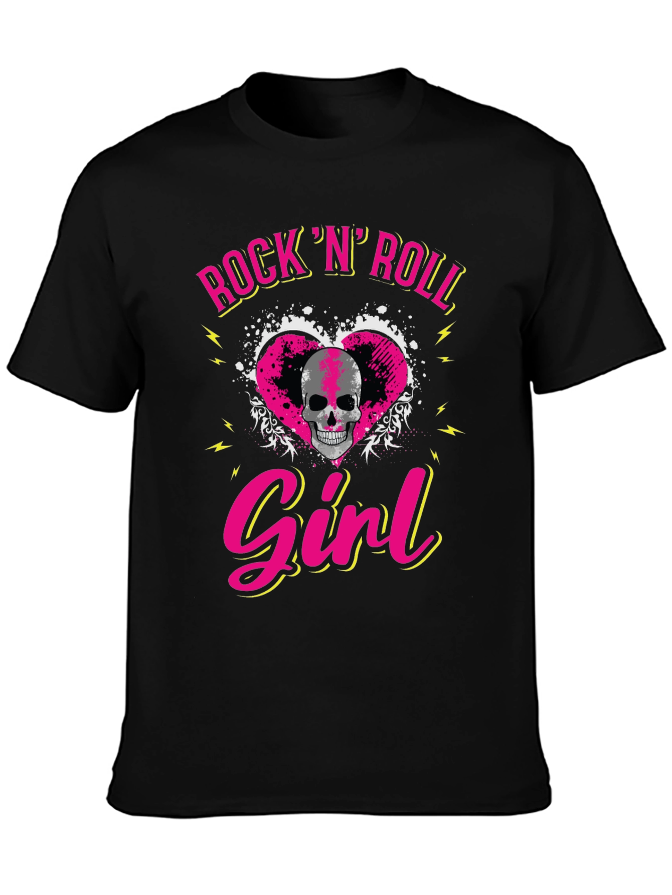 Rock N Roll Girl Skull Graphic T-Shirt