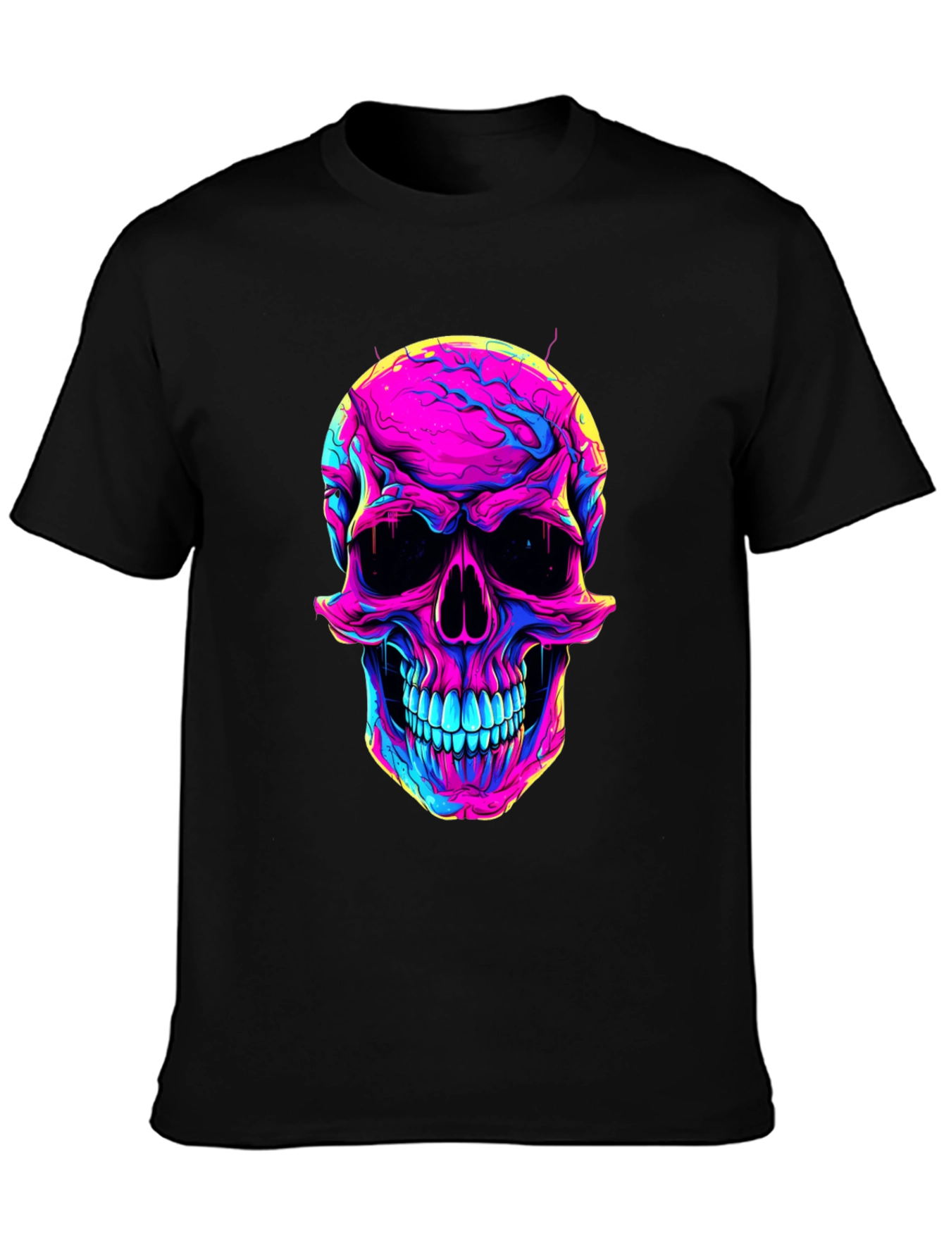 Vibrant Skull Graphic Tee - Neon Skull T-Shirt