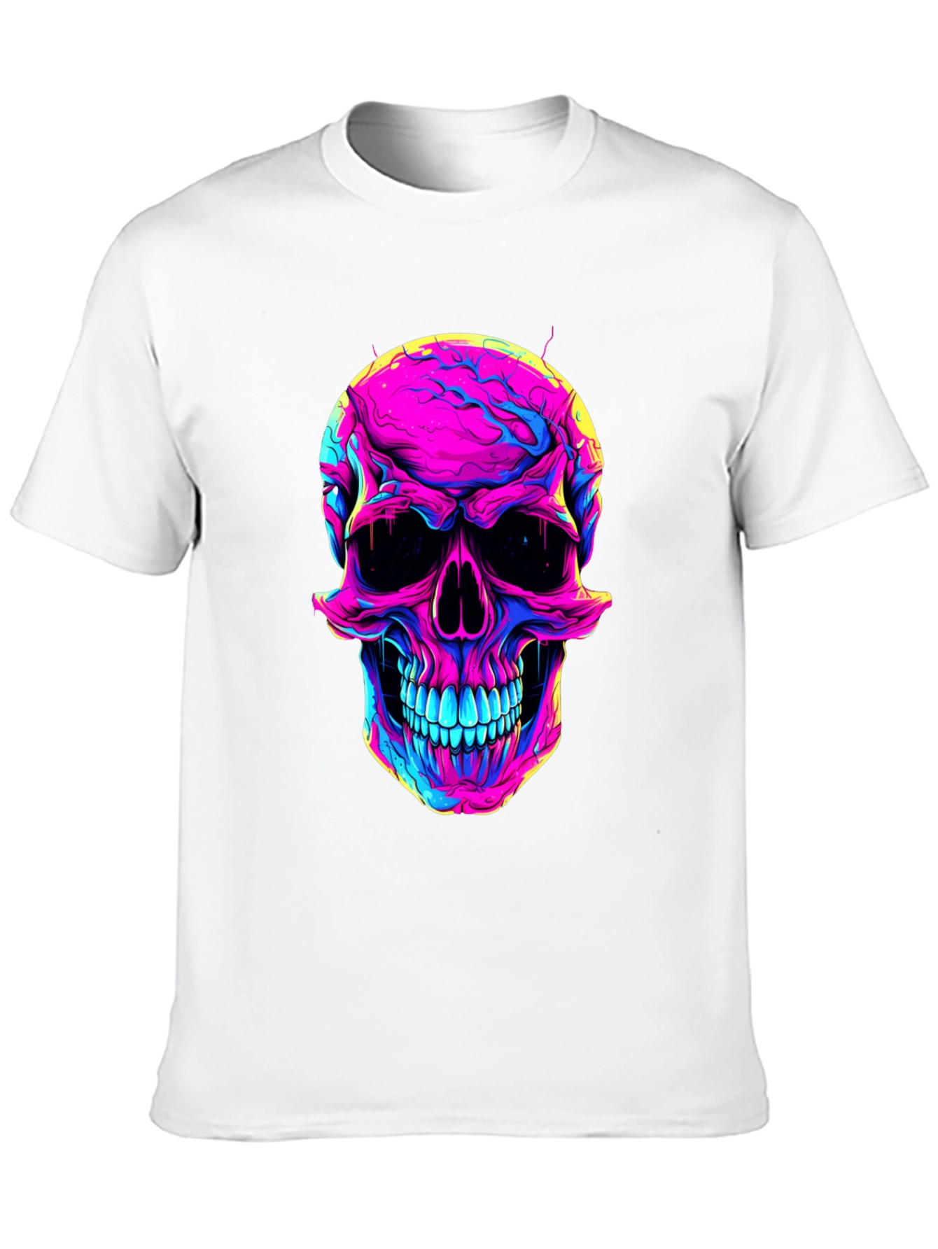 Vibrant Skull Graphic Tee - Neon Skull T-Shirt