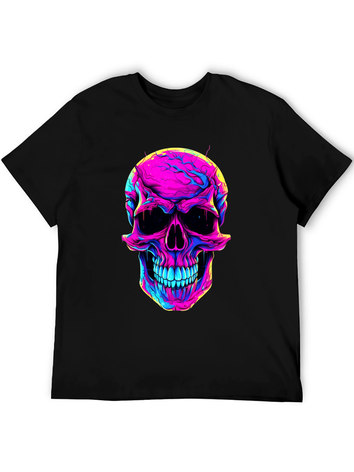 Vibrant Skull Graphic Tee - Neon Skull T-Shirt
