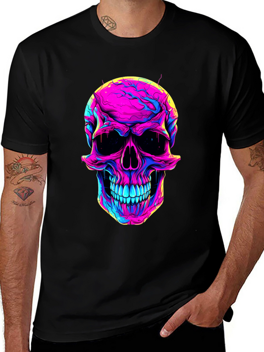 Vibrant Skull Graphic Tee - Neon Skull T-Shirt