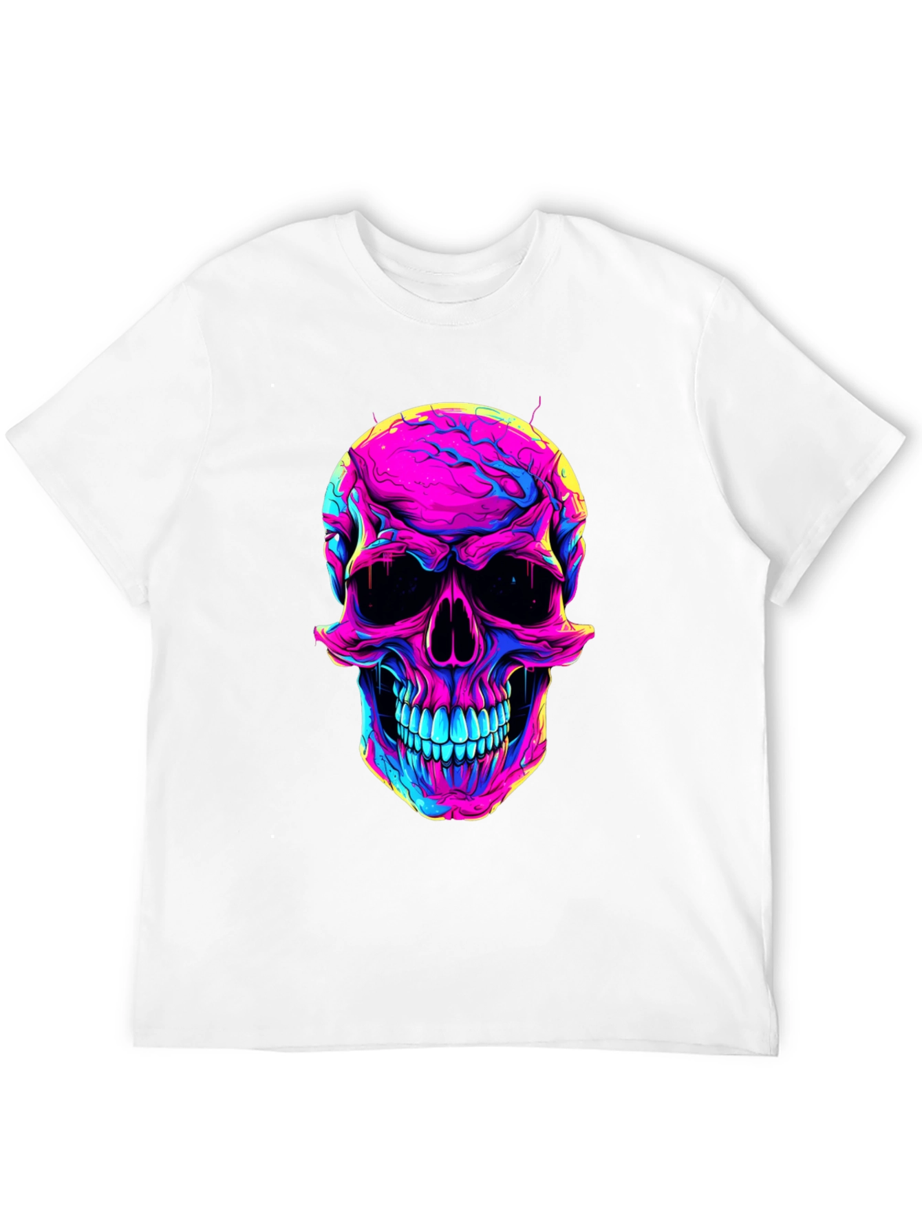 Vibrant Skull Graphic Tee - Neon Skull T-Shirt